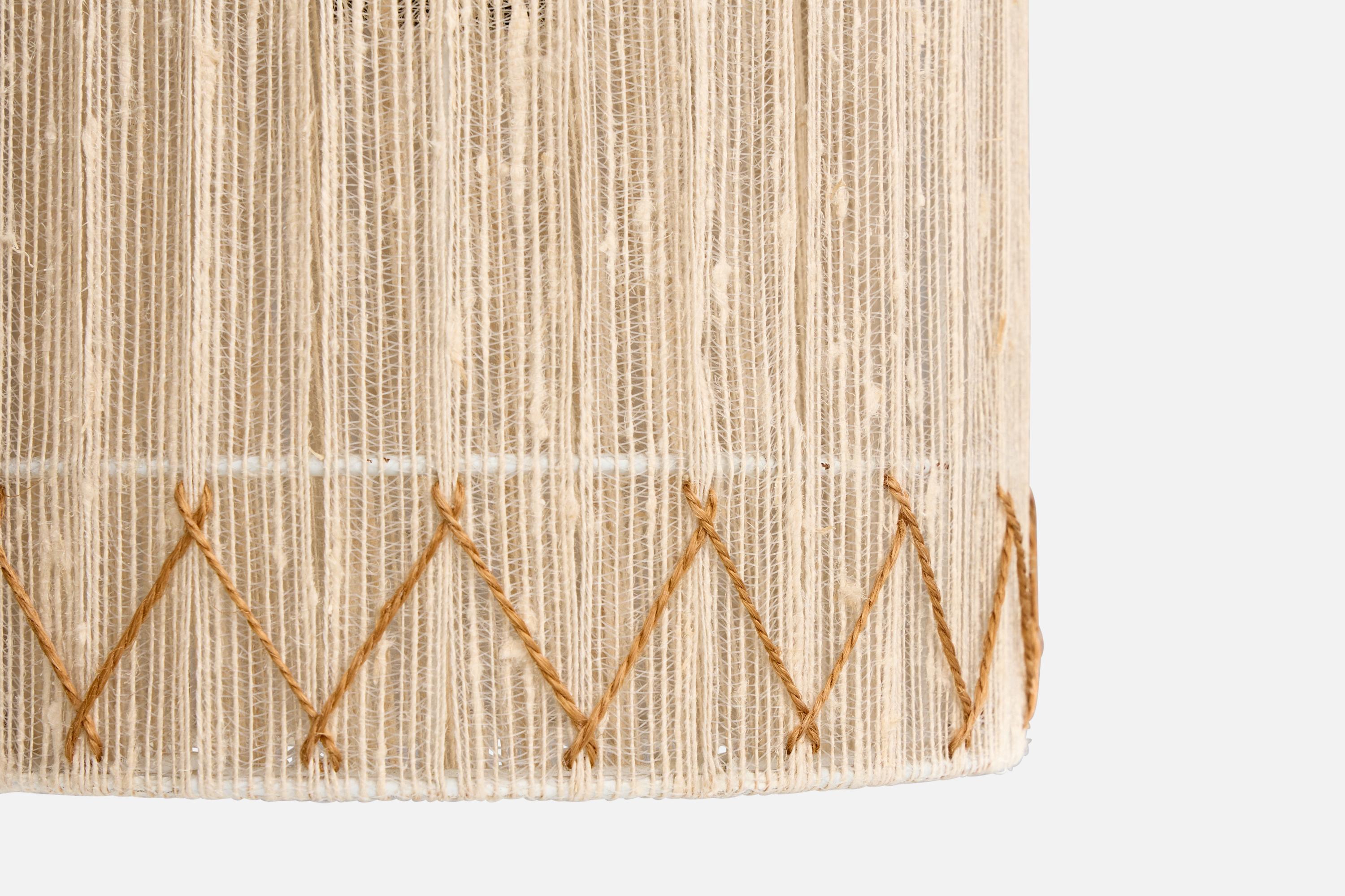 Swedish Designer, Chandelier, Teak, Fabric, Sweden, 1950s For Sale 2