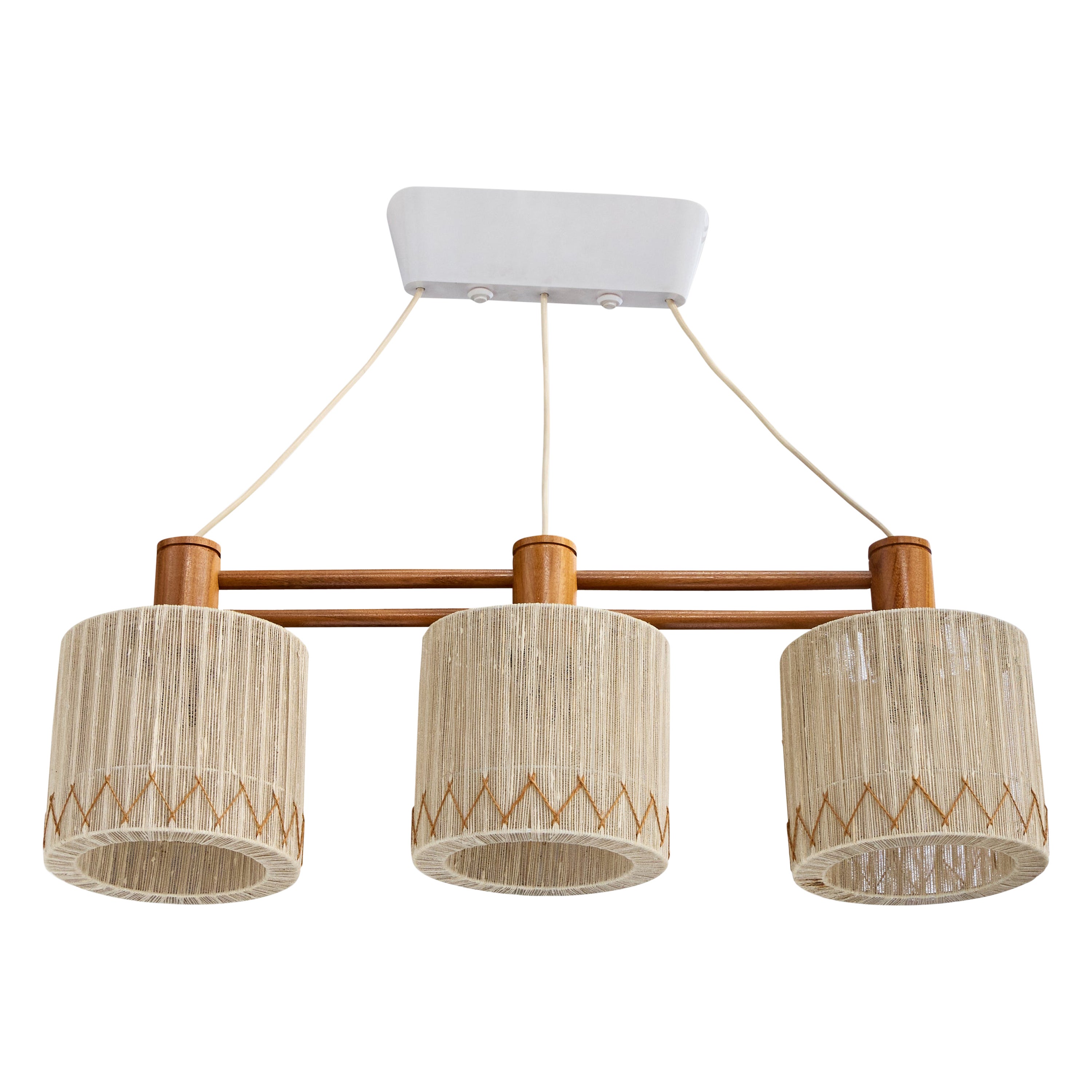 Designer suédois, lustre, teck, tissu, Suède, années 1950