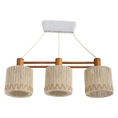 Designer suédois, lustre, teck, tissu, Suède, années 1950