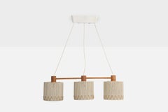 Swedish Designer, Chandelier, Teak, Fabric, Sweden, 1960s