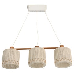 Swedish Designer, Chandelier, Teak, Fabric, Sweden, 1960s