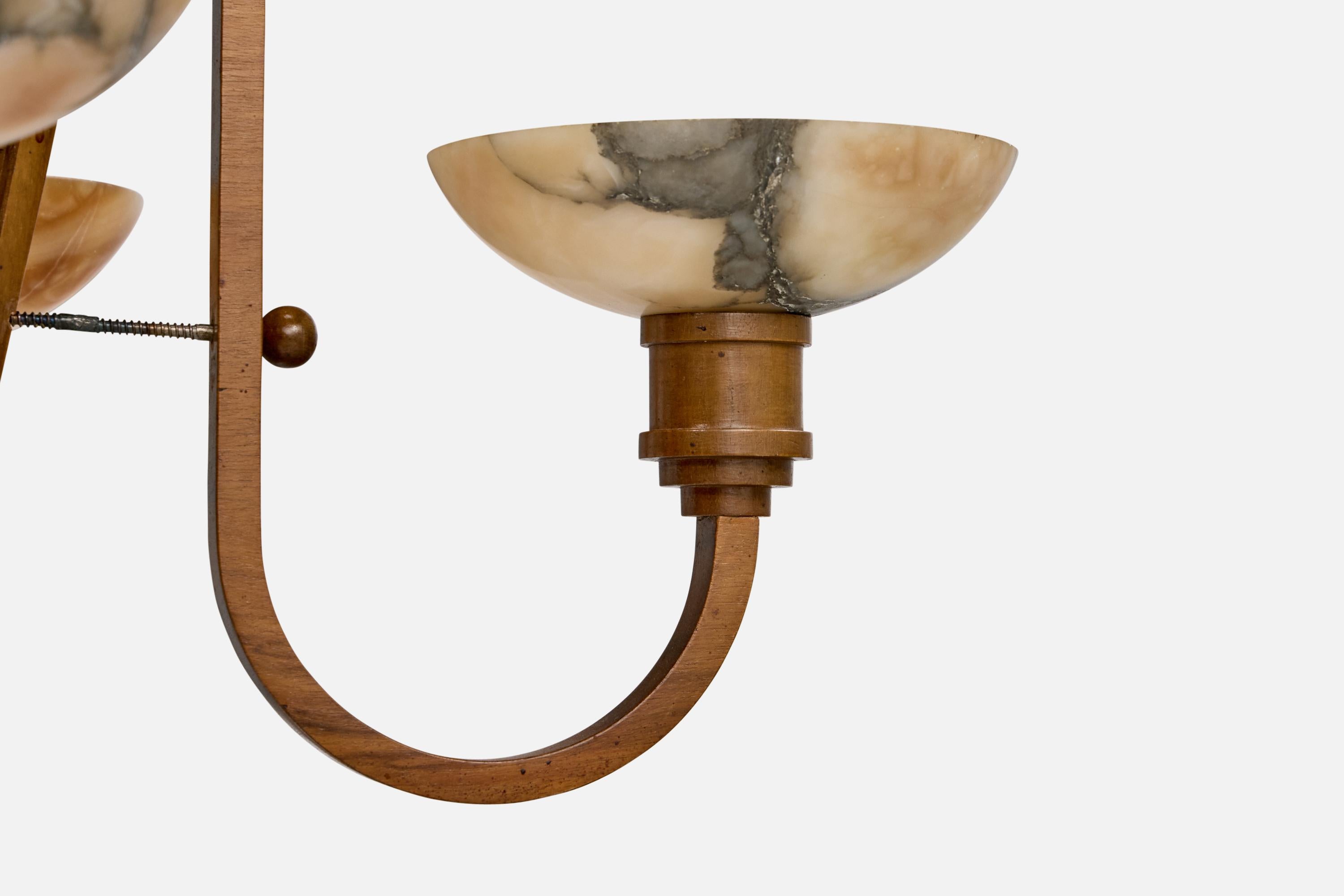 Designer svedese, lampadario, Wood, Alabastro, Svezia, anni '20 in vendita 1