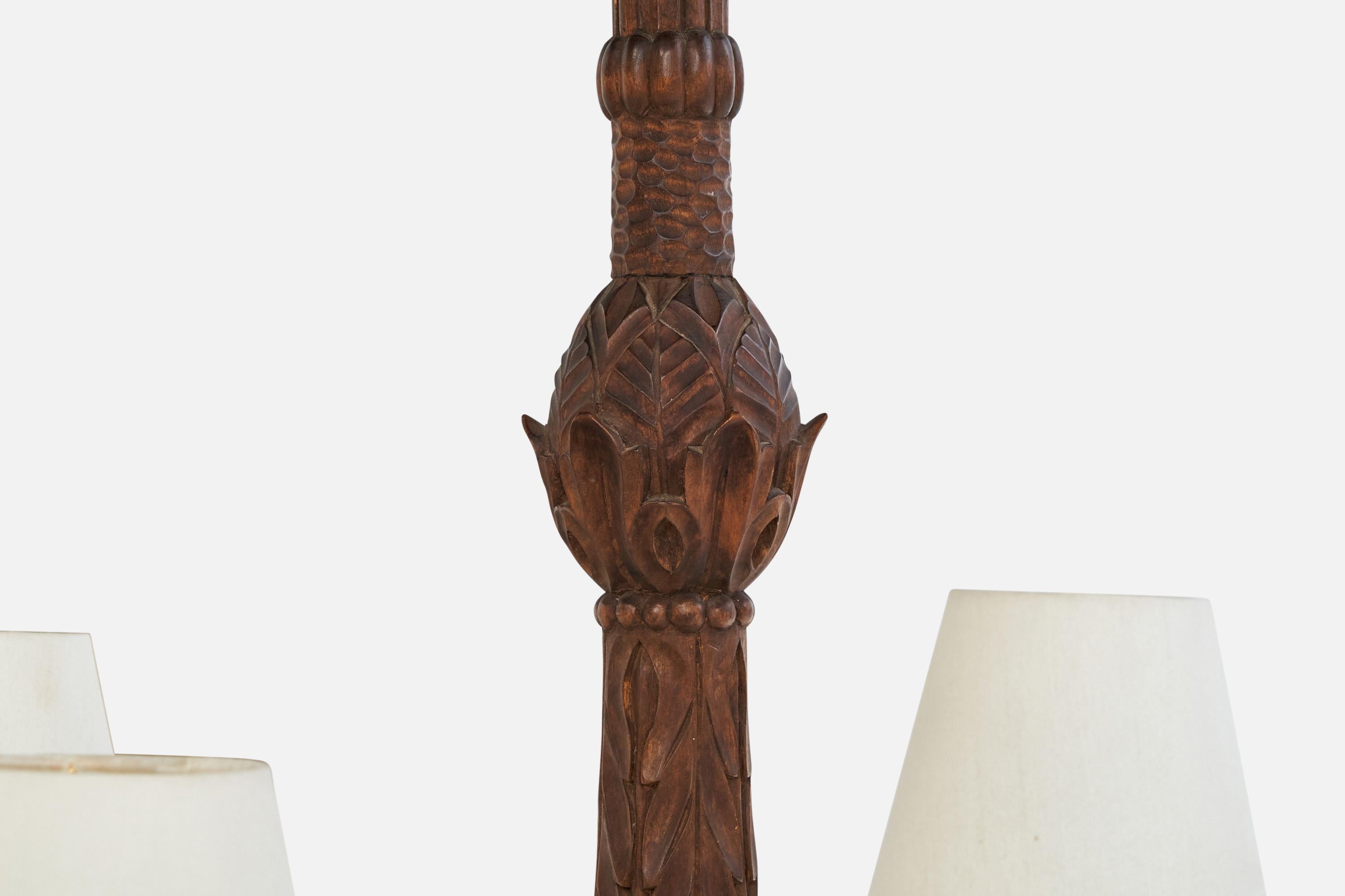 Schwedischer Designer, Kronleuchter, Holz, Stoff, Schweden, 1900er Jahre im Angebot 8
