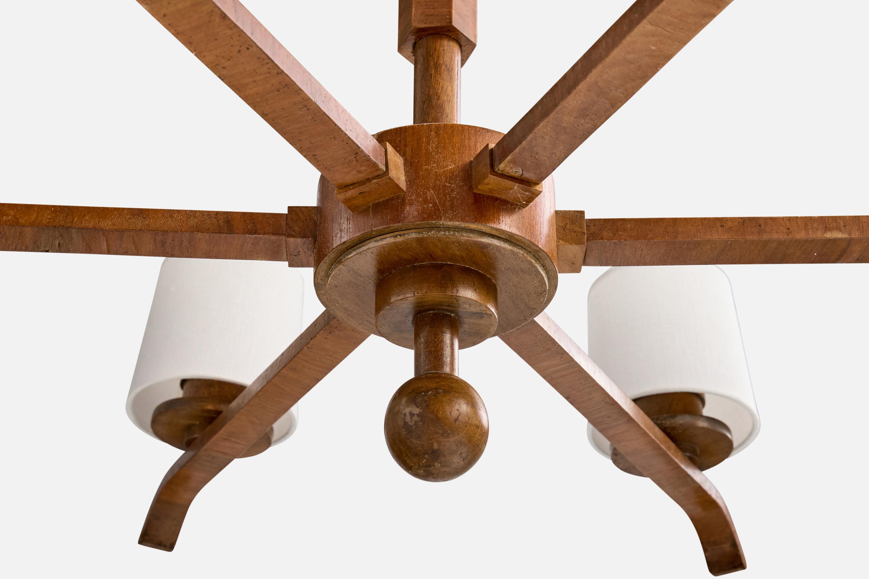 Designer suédois, lustre, bois, tissu, Suède, années 1930 en vente 3