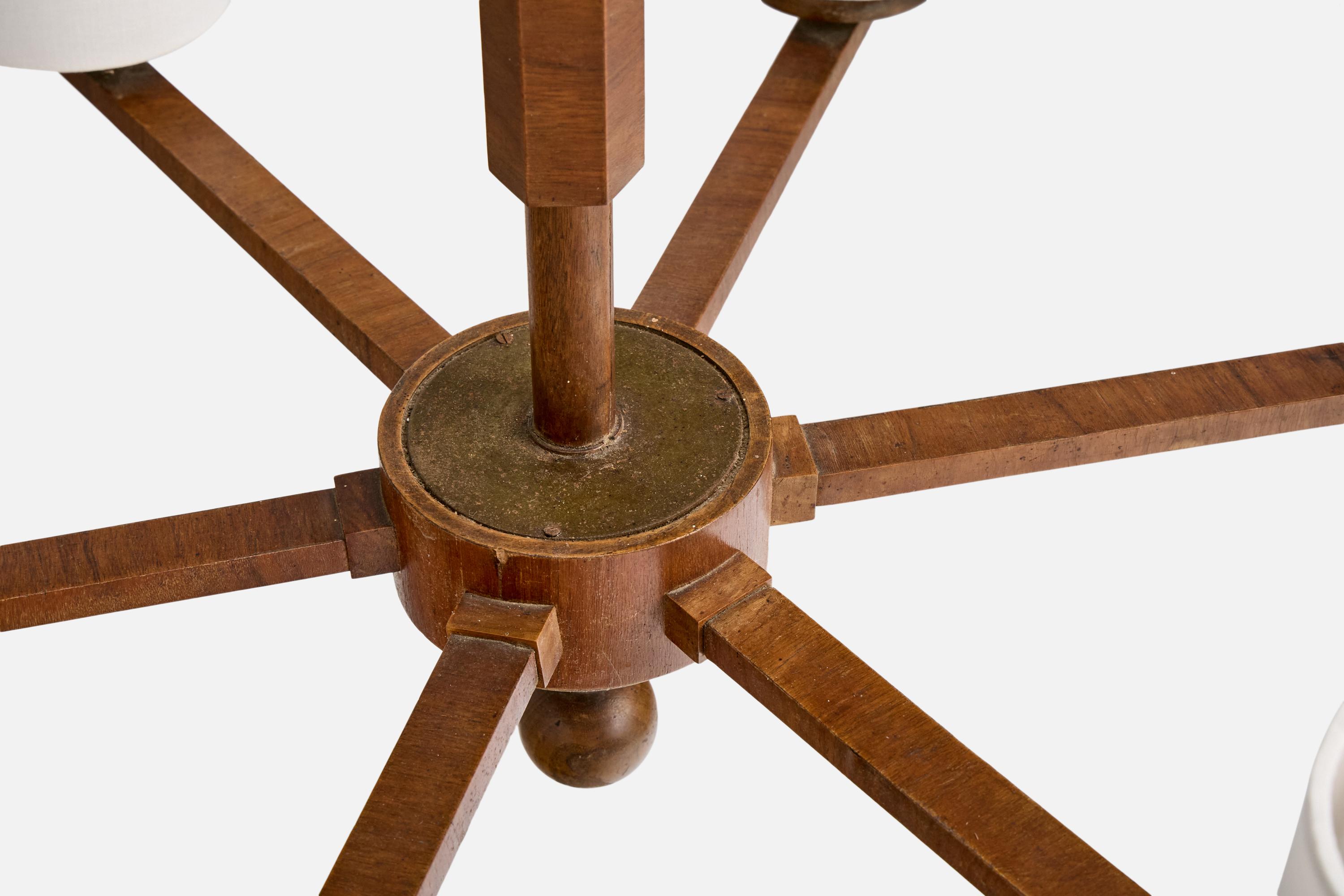 Designer suédois, lustre, bois, tissu, Suède, années 1930 en vente 4