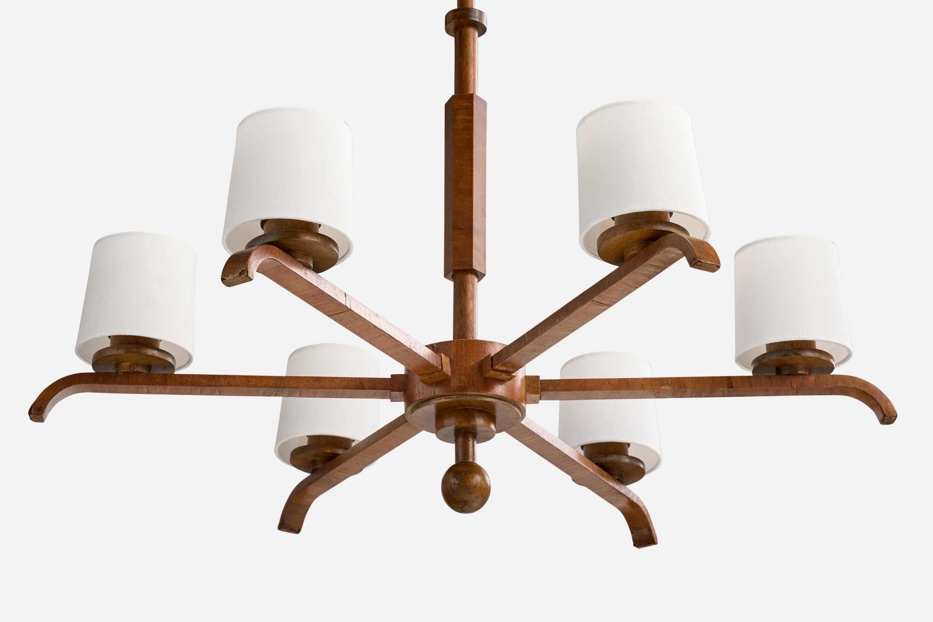 Tissu Designer suédois, lustre, bois, tissu, Suède, années 1930 en vente