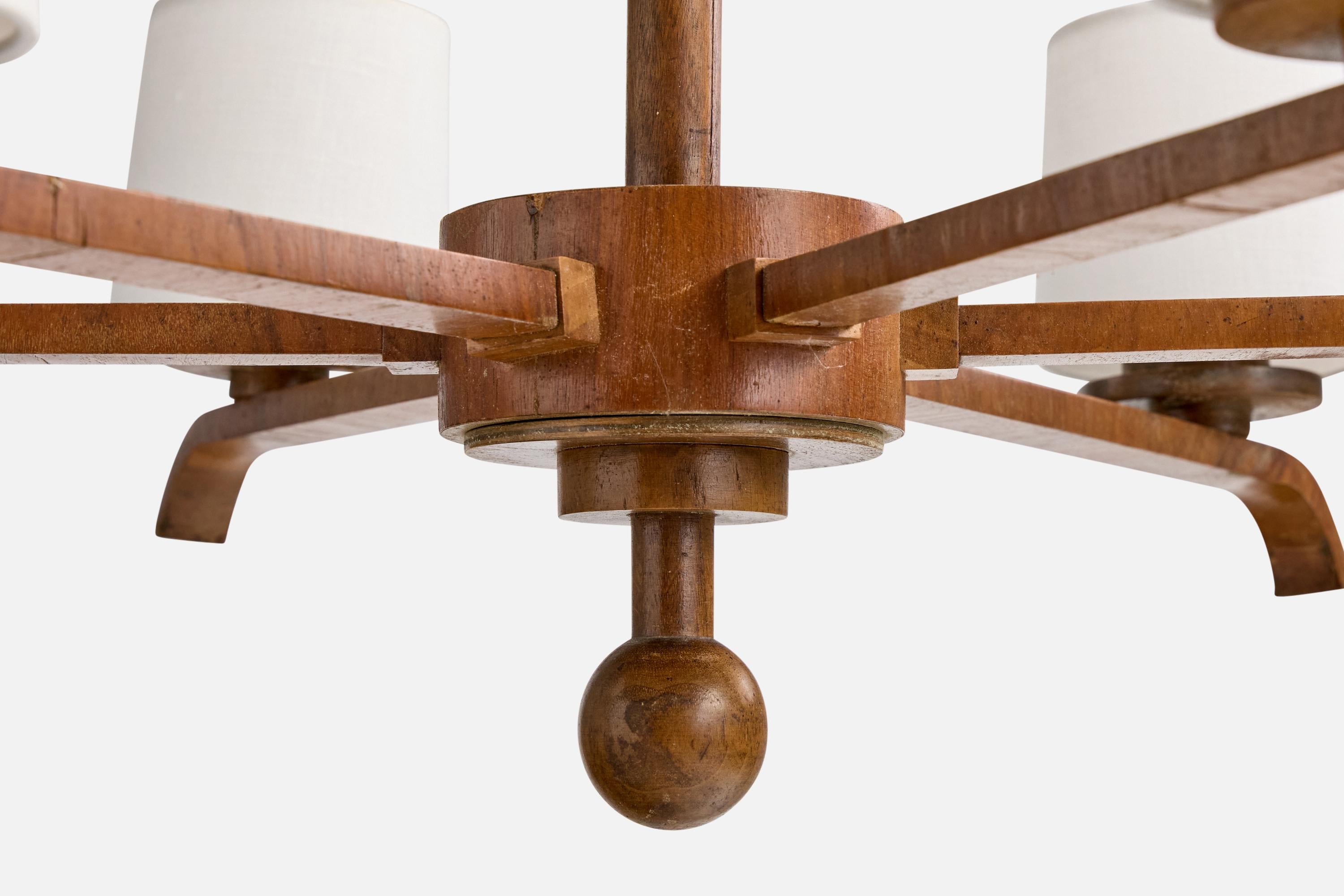 Designer suédois, lustre, bois, tissu, Suède, années 1930 en vente 2
