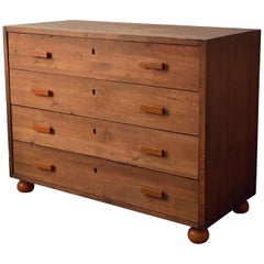 Swedish Designer, Chest of Drawers in Sportstuge Style Stained Pine Sweden 1940s
