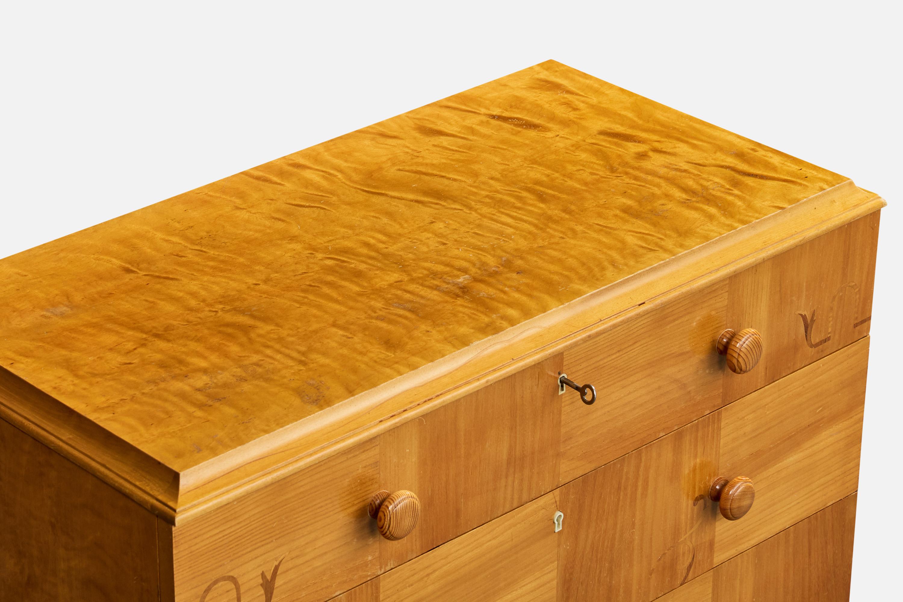 Cassettiera di design svedese, Oak, Betulla, Svezia, anni '30 in vendita 3