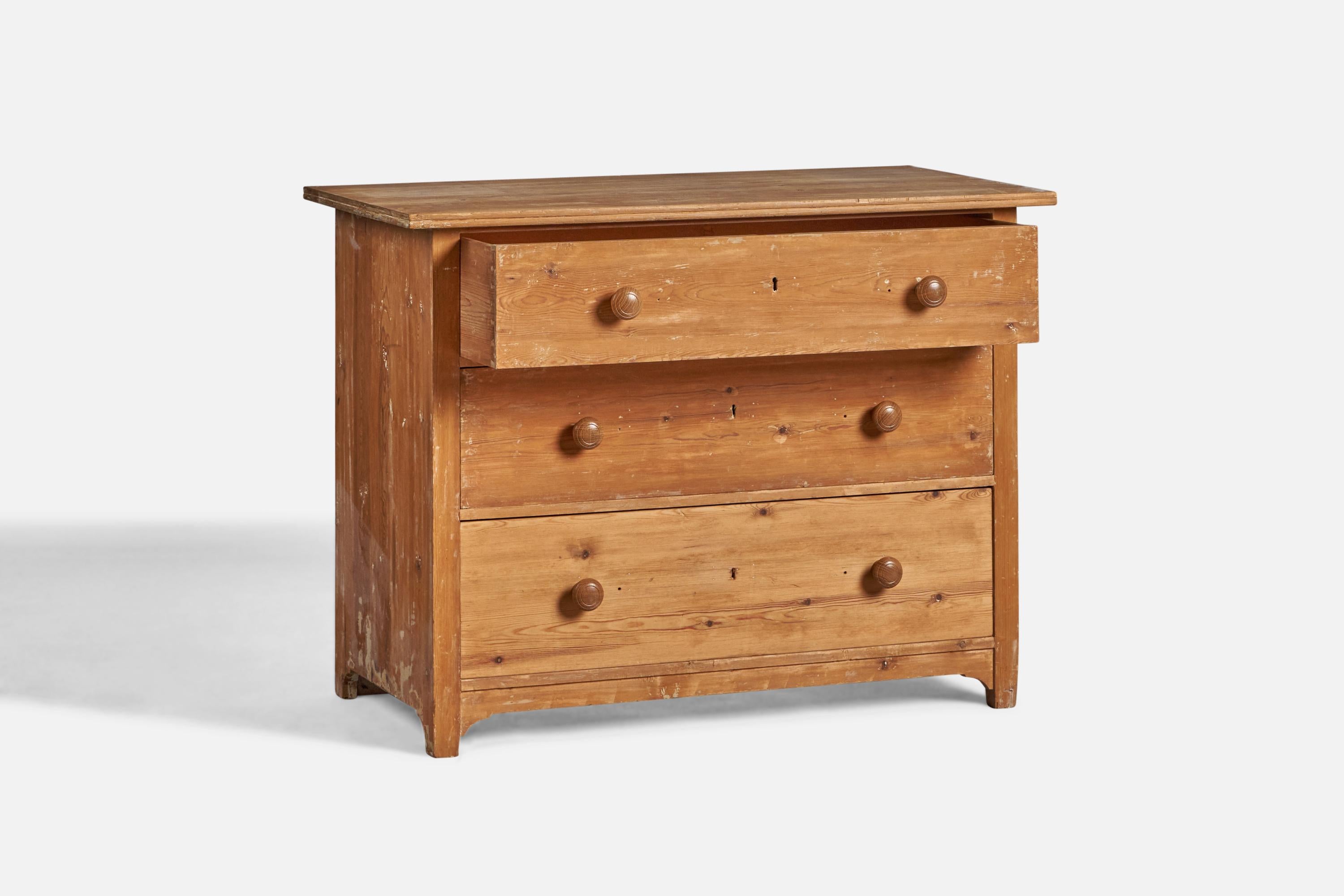 Arts and Crafts Swedish Designer, Chest of Drawers, Pine, Sweden, 1900s For Sale