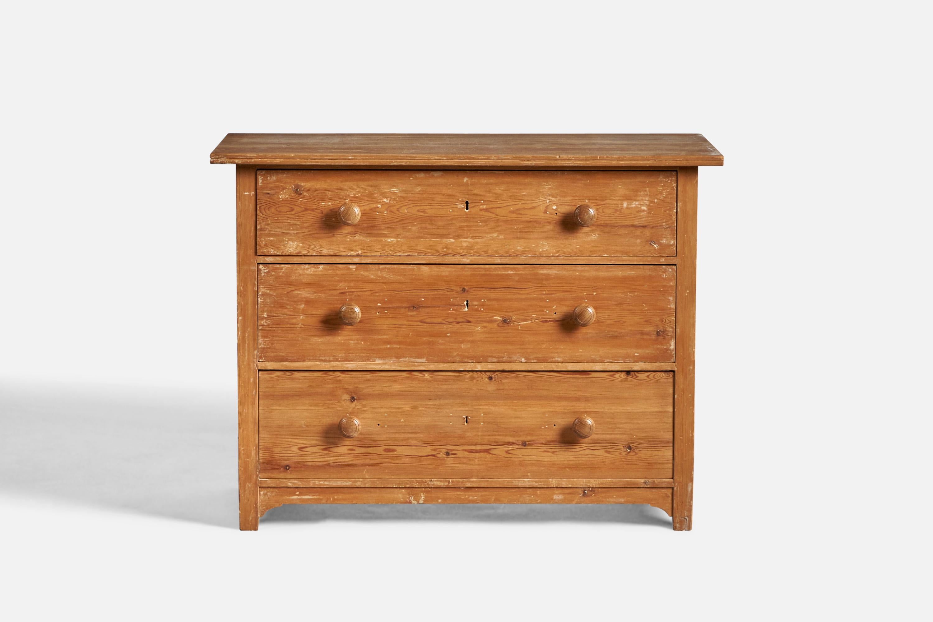 Swedish Designer, Chest of Drawers, Pine, Sweden, 1900s In Fair Condition For Sale In High Point, NC