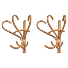 Swedish Designer, Coat Hangers, Bamboo, Rattan, Sweden, 1960s