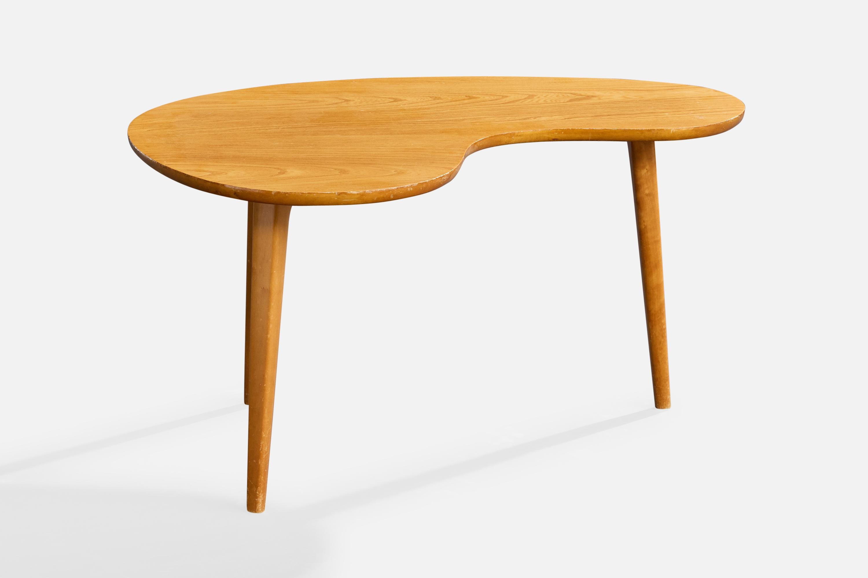 Mid-Century Modern Table basse de designer suédois, Oak Oak, Birch, Suède, années 1950 en vente