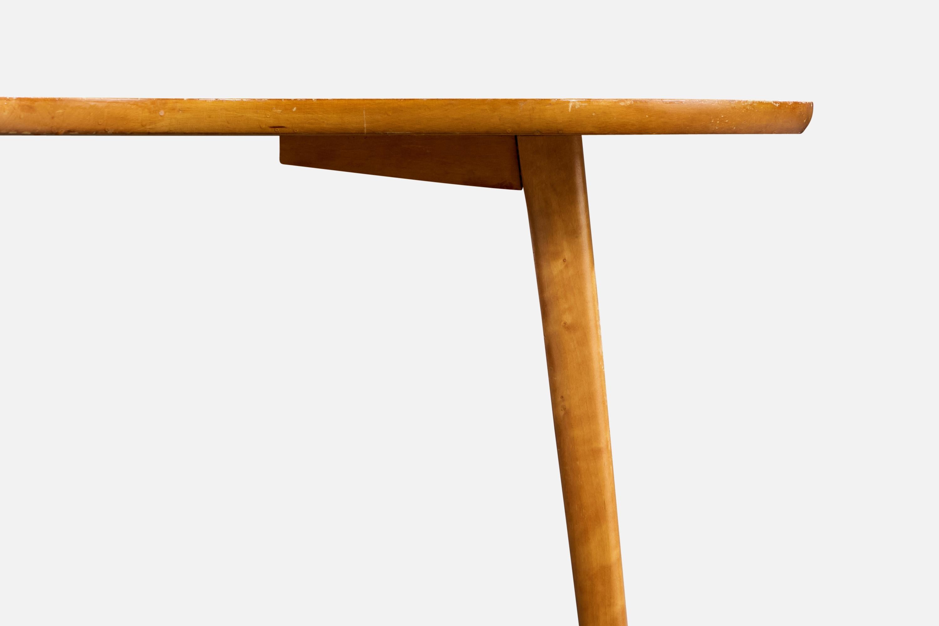 Bouleau Table basse de designer suédois, Oak Oak, Birch, Suède, années 1950 en vente