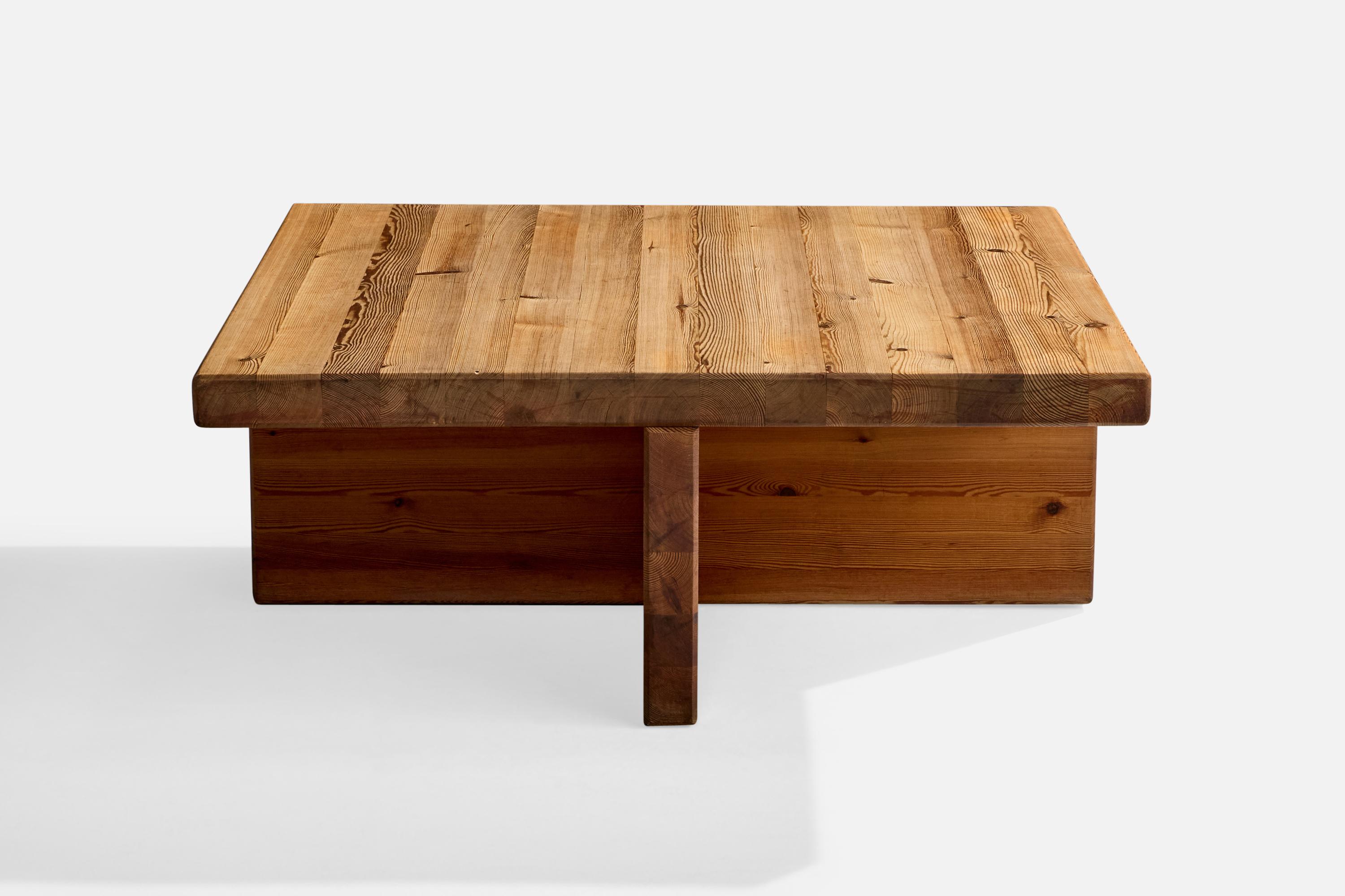 Mid-Century Modern Swedish Designer, Coffee Table, Pine, Sweden, 1970s For Sale