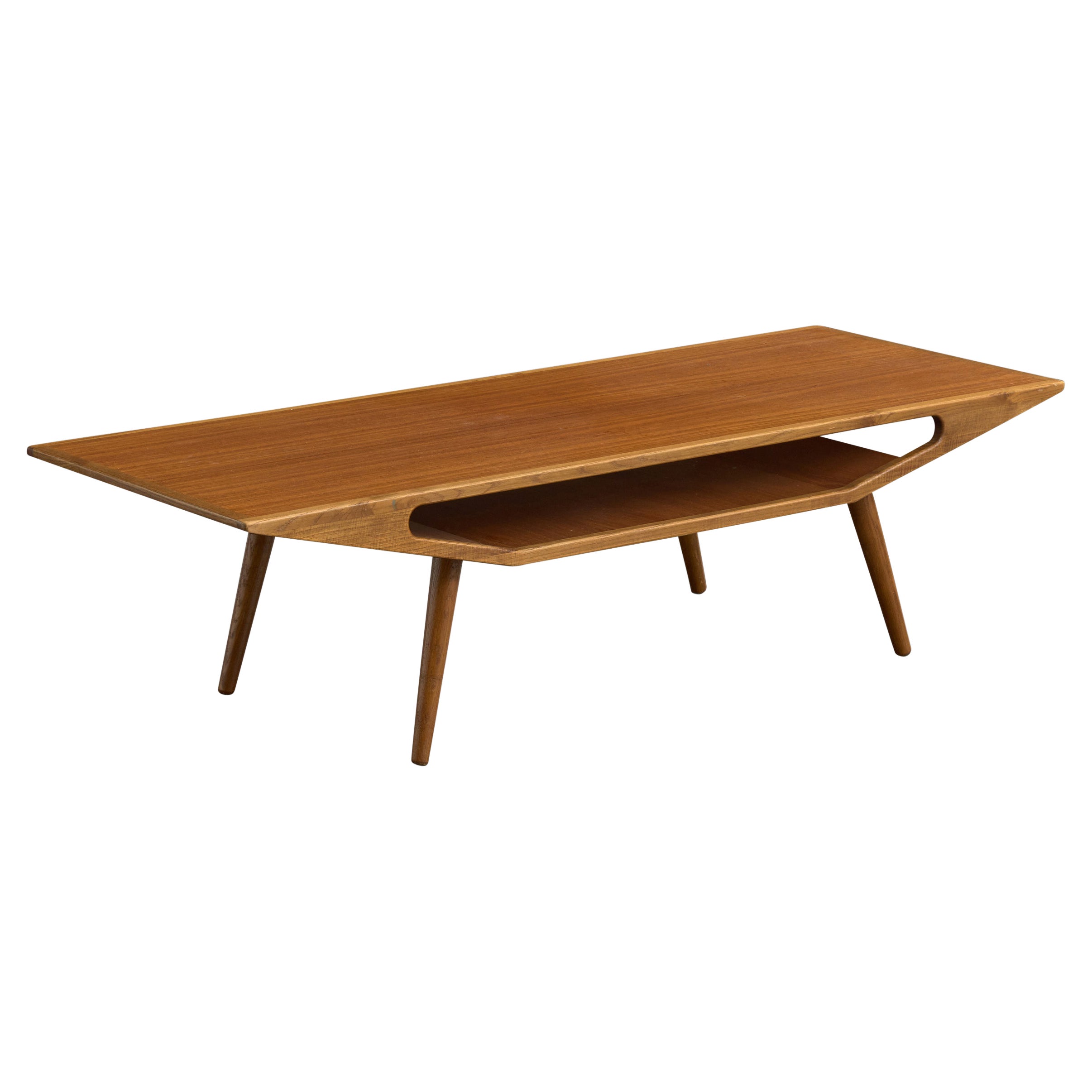 Swedish Designer, Coffee Table, Teak, Oak, Sweden, 1950s