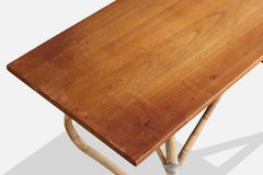 Swedish Designer, Coffee Table, Wood, Bamboo, Rattan, Sweden, 1960s