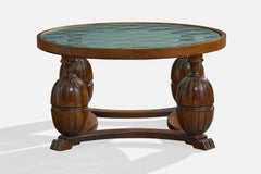 Swedish Designer, Coffee Table, Wood, Glass, Sweden, 1930s