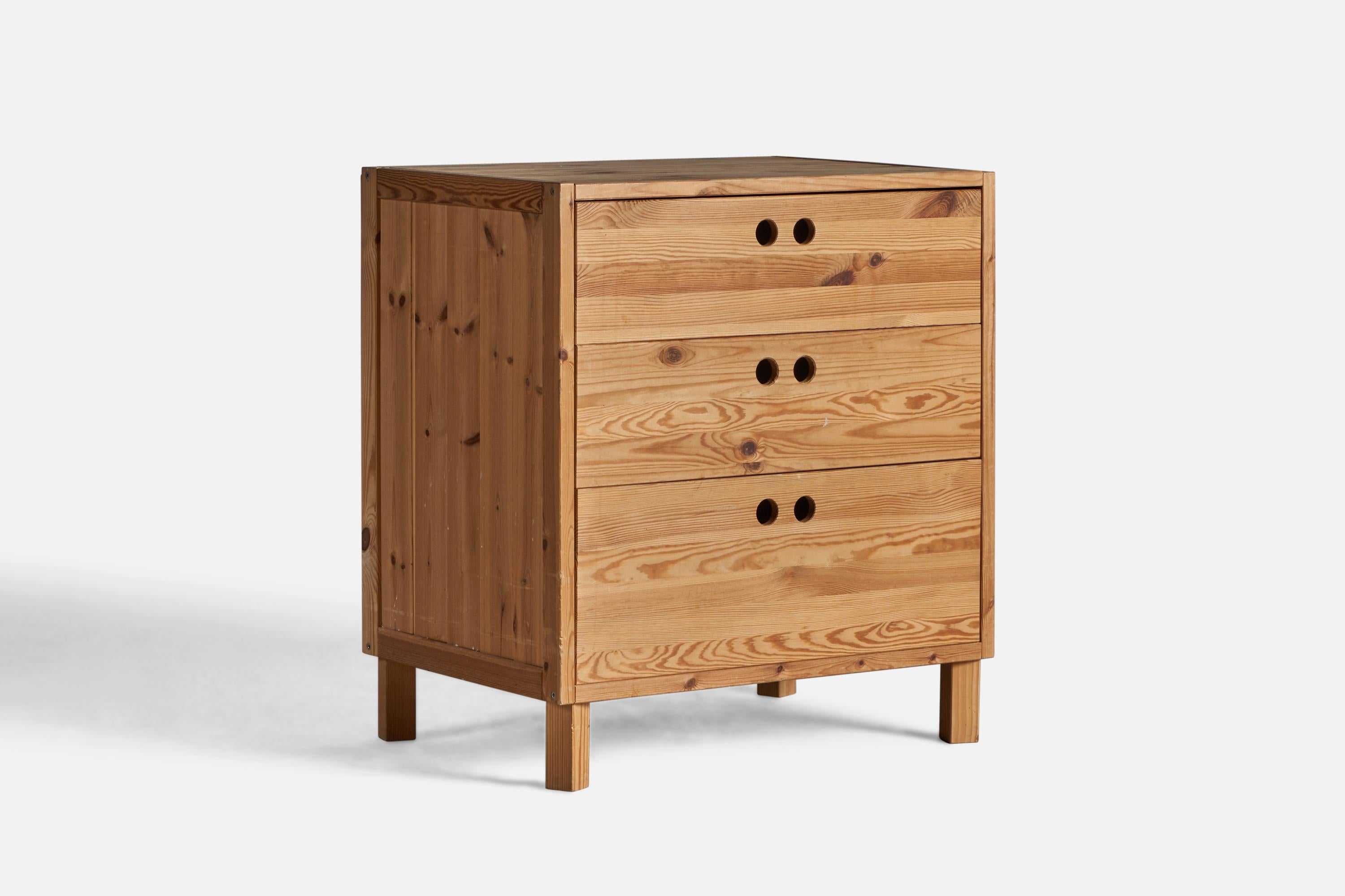 A pine commode designed and produced in Sweden, c. 1970s.