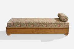 Swedish Designer, Daybed, Birch, Fabric, Sweden, 1930s