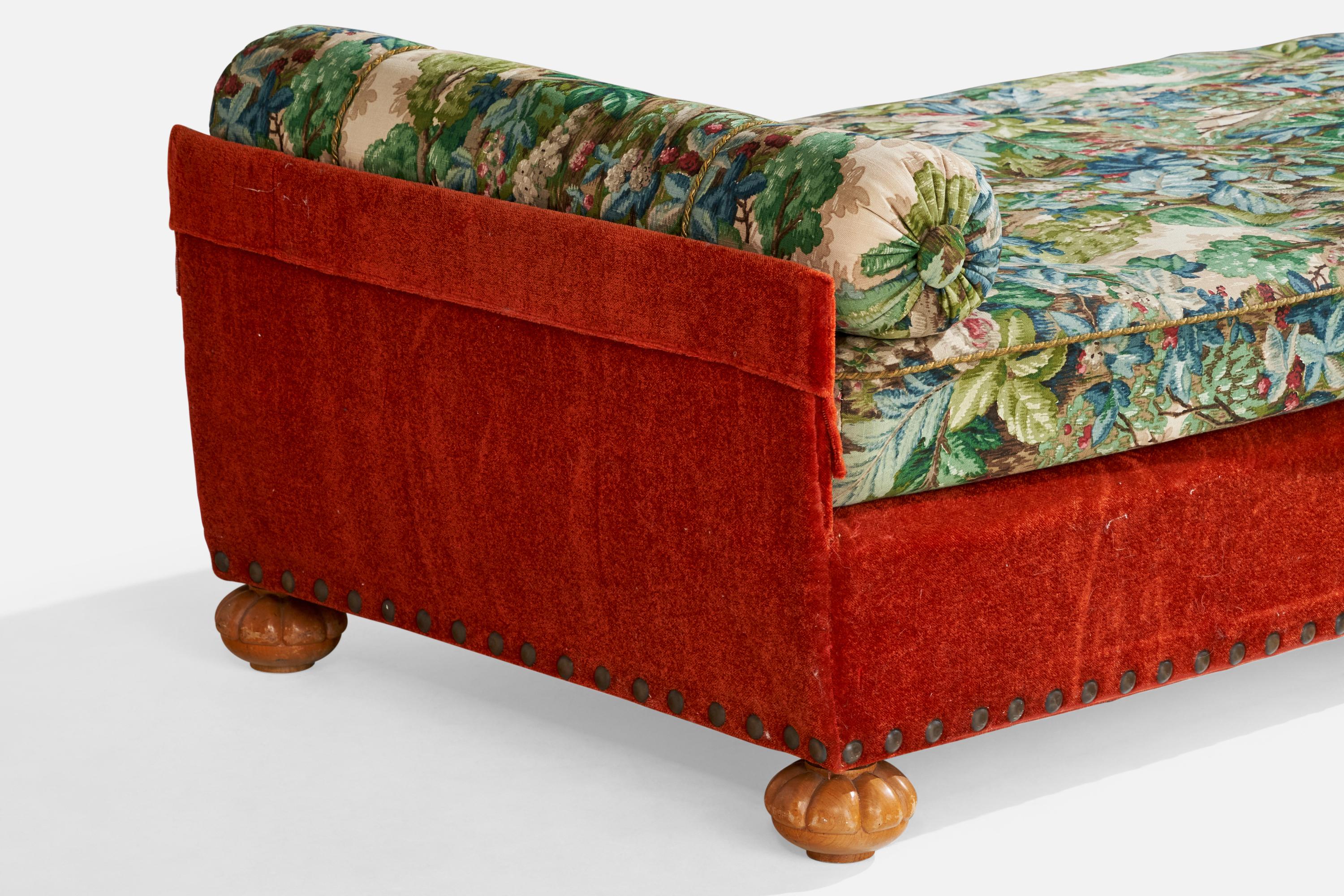 Diseñador sueco, Cama de día, Tela, Madera, Suecia, Años 30 6