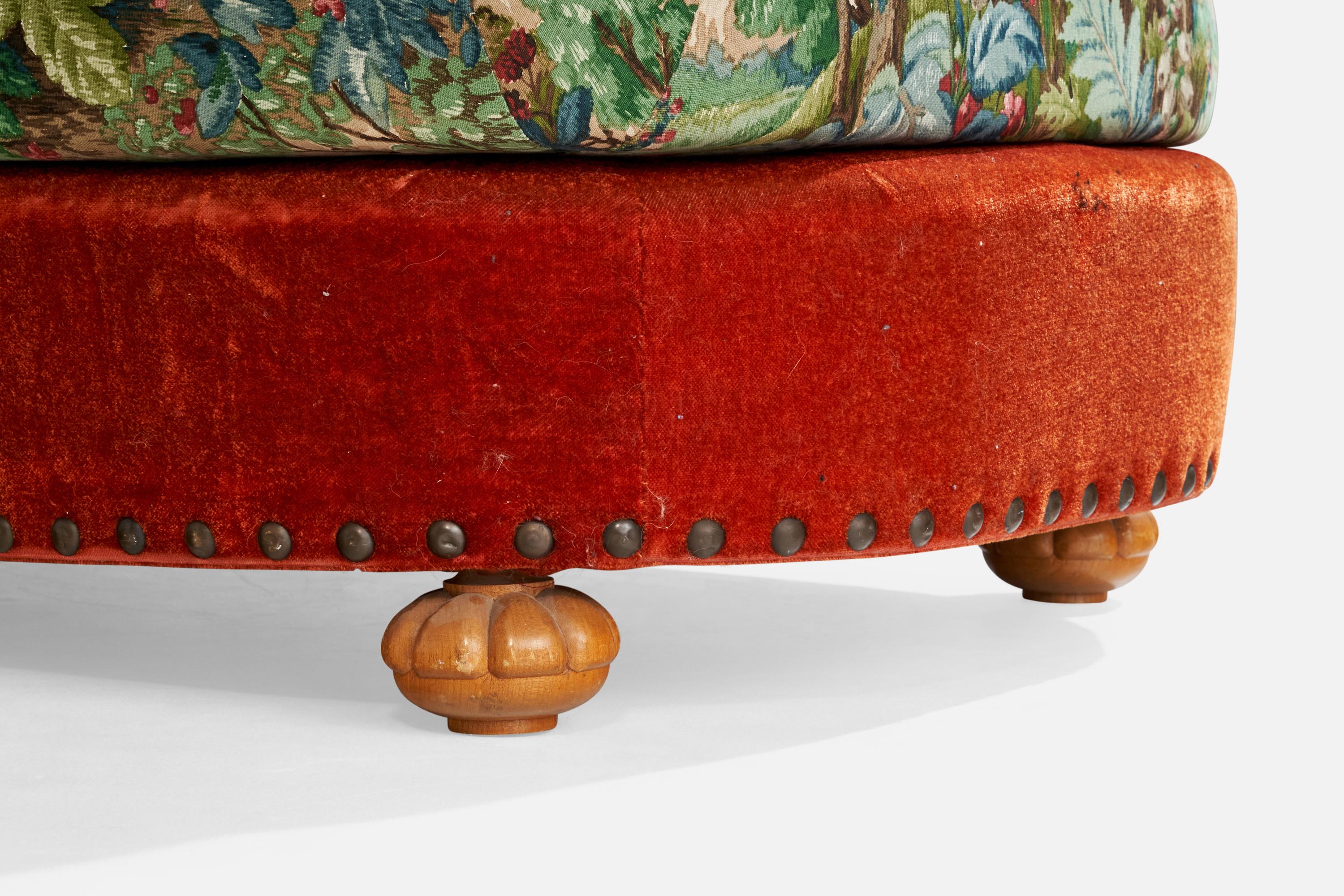 Diseñador sueco, Cama de día, Tela, Madera, Suecia, Años 30 Sueco