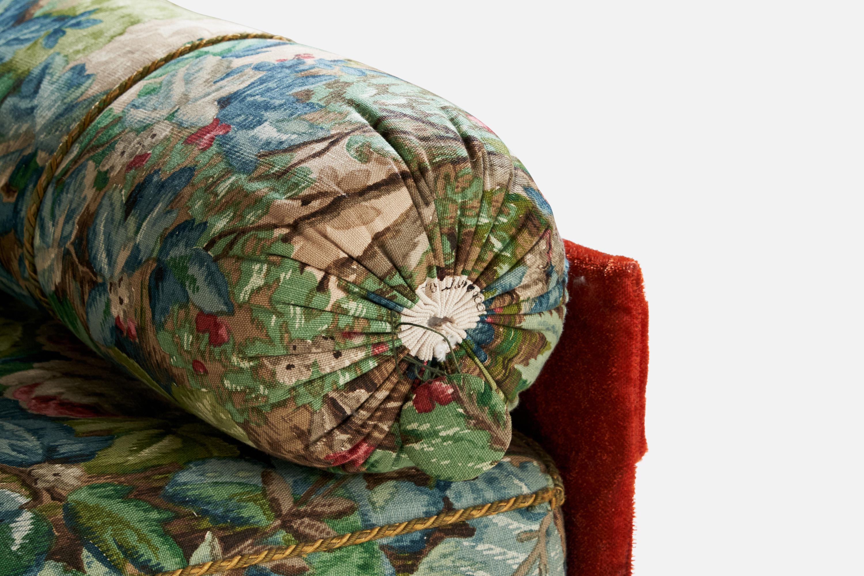 Diseñador sueco, Cama de día, Tela, Madera, Suecia, Años 30 mediados del siglo XX