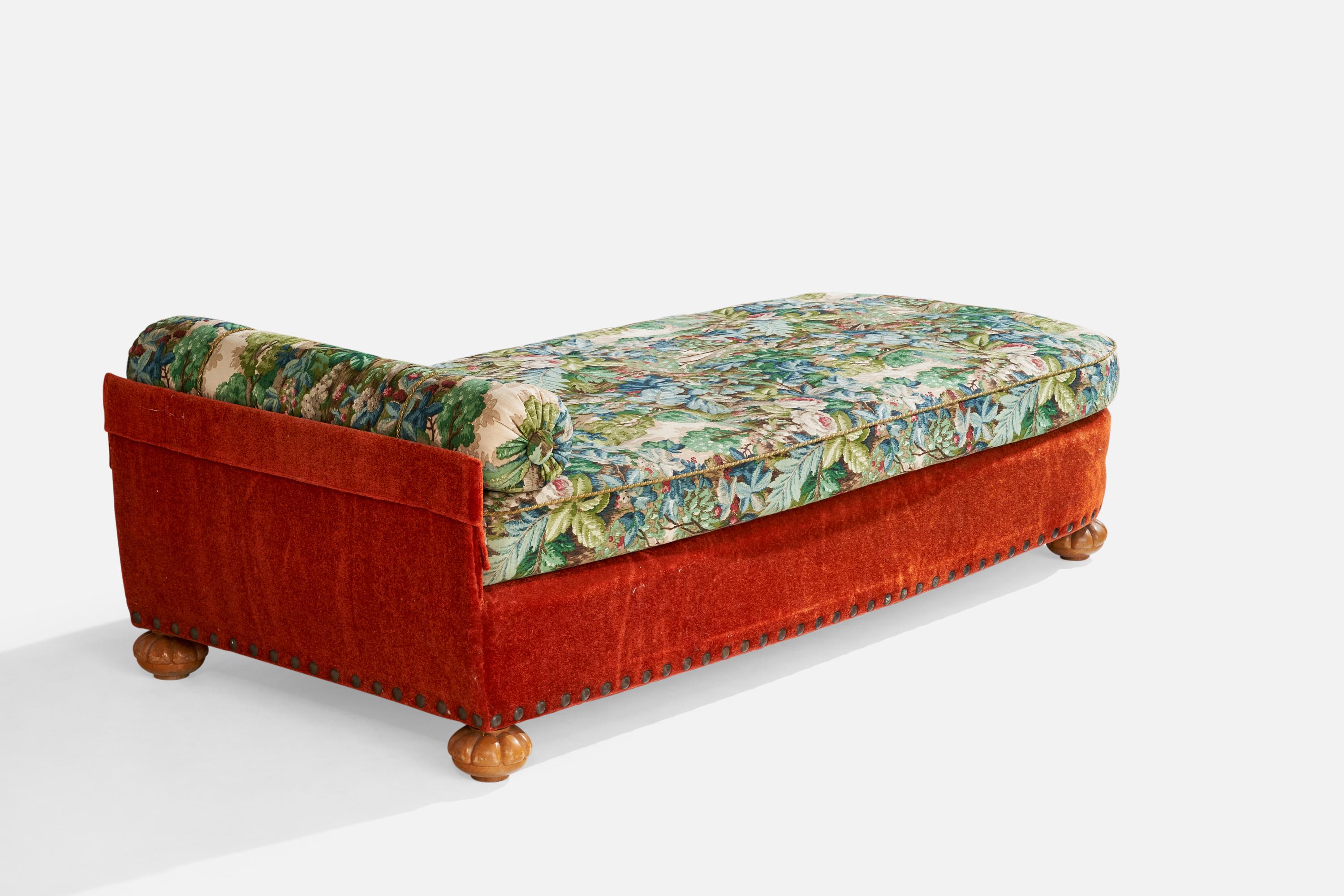Diseñador sueco, Cama de día, Tela, Madera, Suecia, Años 30 1