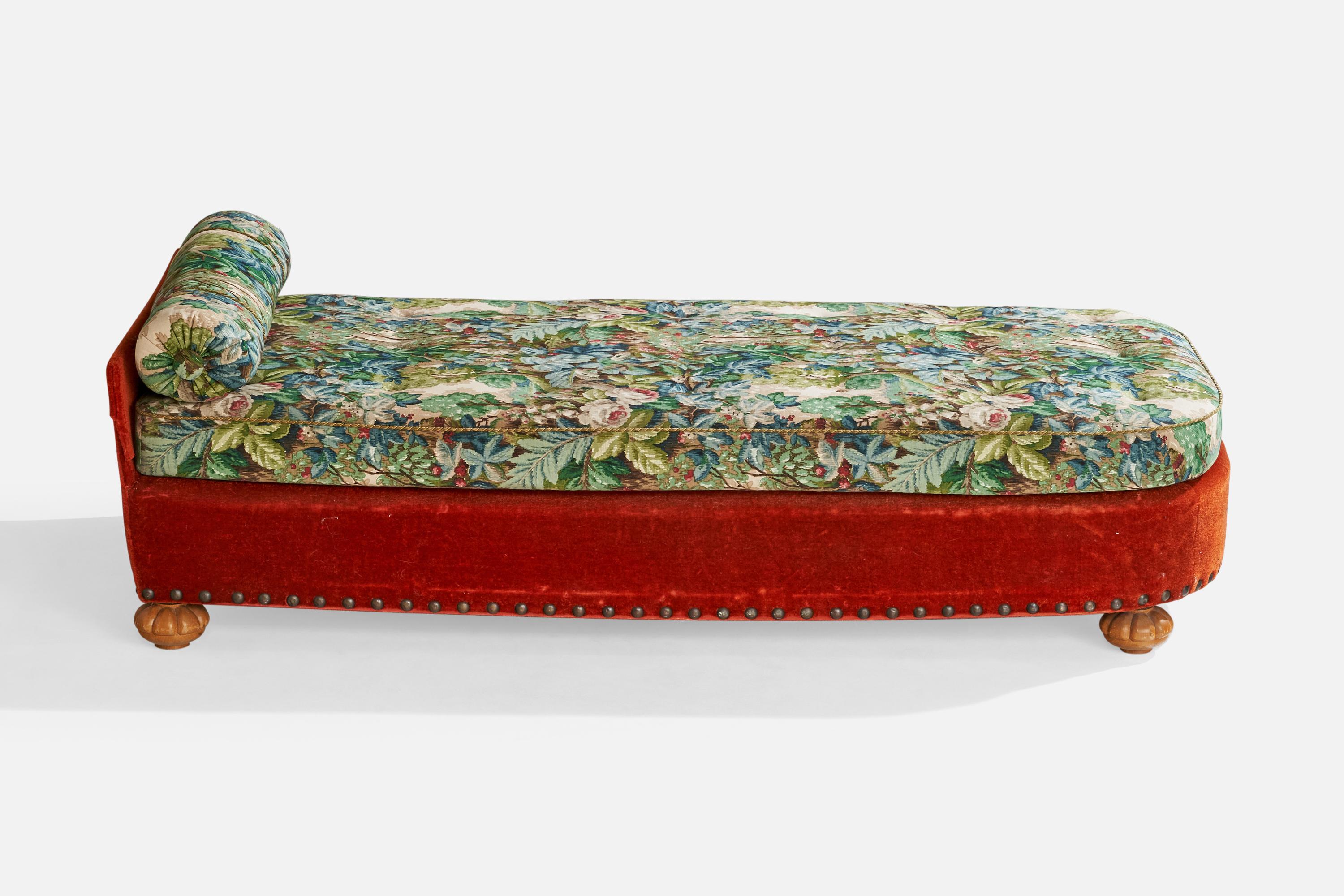 Diseñador sueco, Cama de día, Tela, Madera, Suecia, Años 30 2