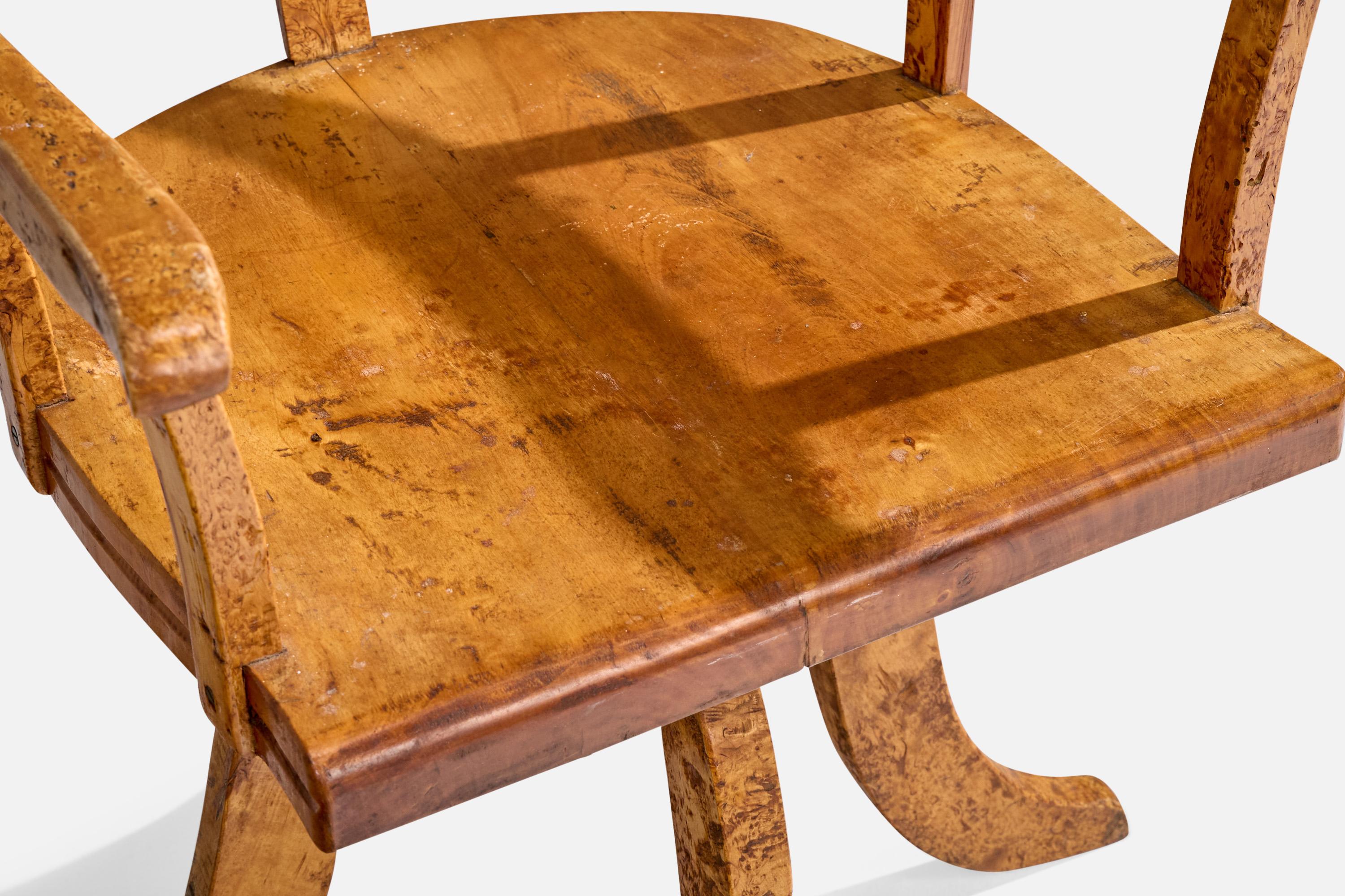 Designer suédois, chaise de bureau, bouleau, métal, Suède, 1900 en vente 4