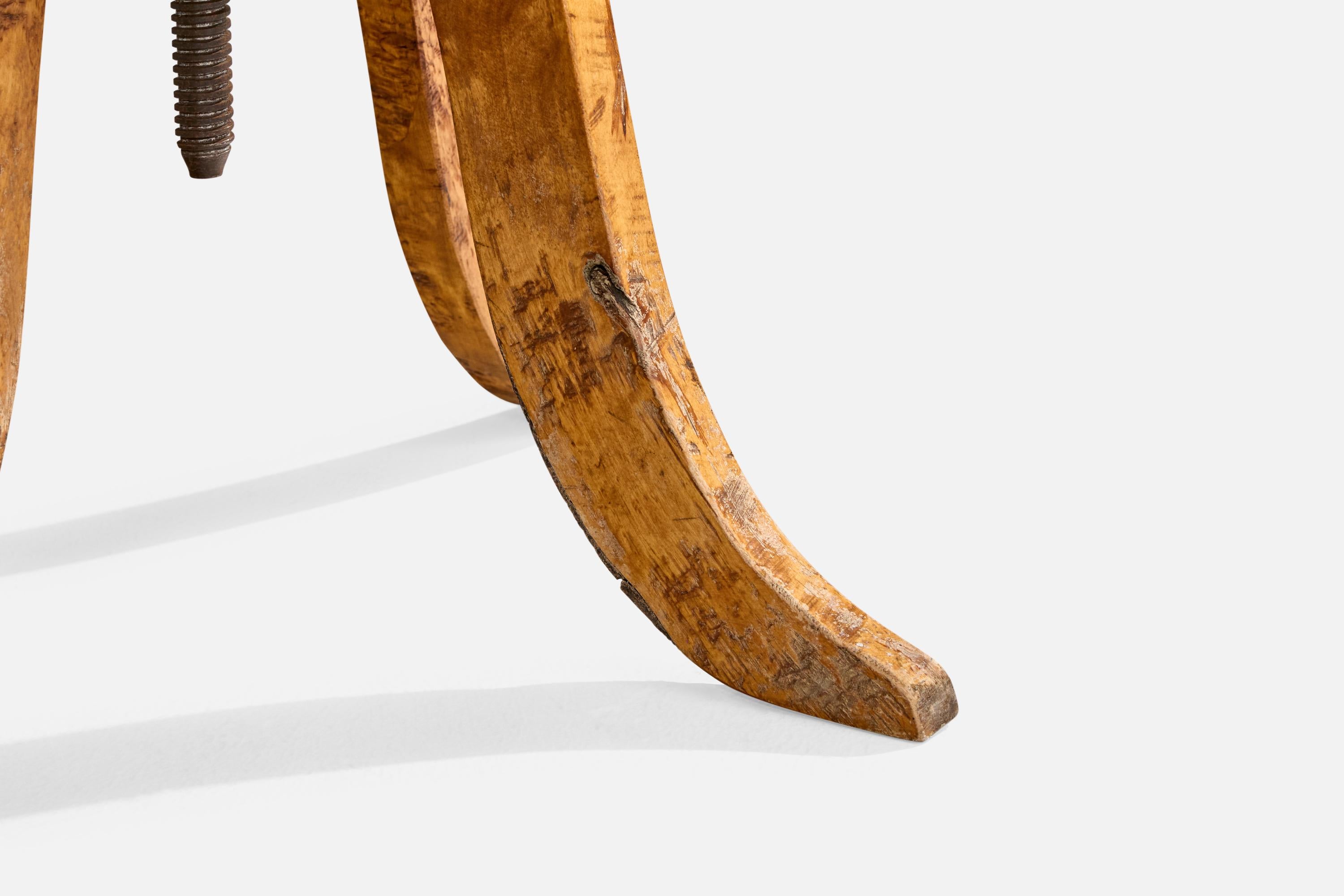 Designer suédois, chaise de bureau, bouleau, métal, Suède, 1900 en vente 6