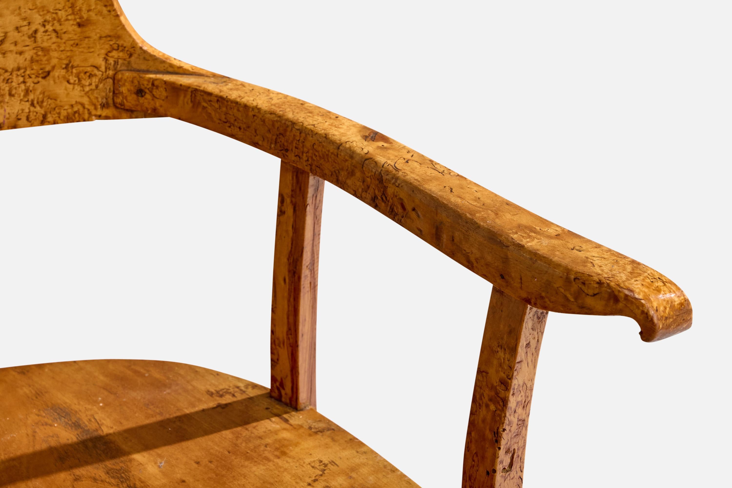 Designer suédois, chaise de bureau, bouleau, métal, Suède, 1900 en vente 3