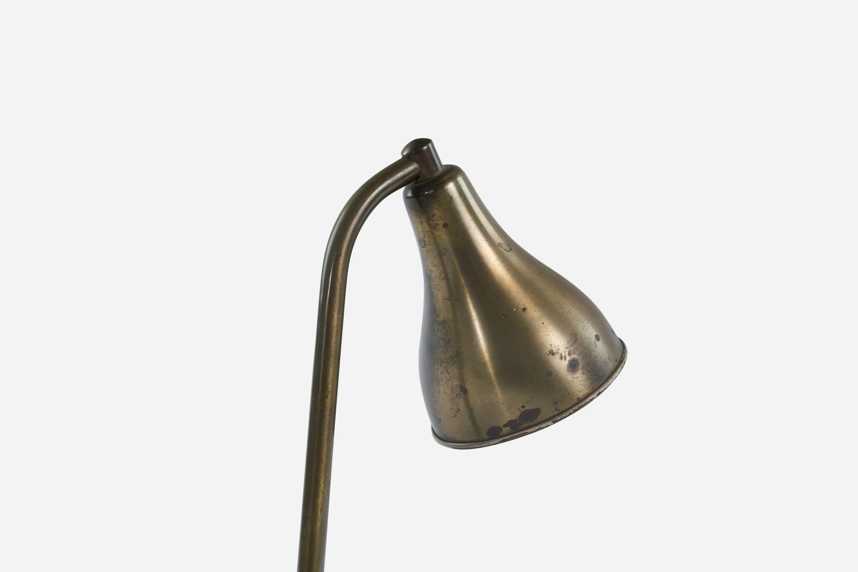 Mid-20th Century Swedish Designer, Desk Lamp, Brass, Sweden, 1940s For Sale