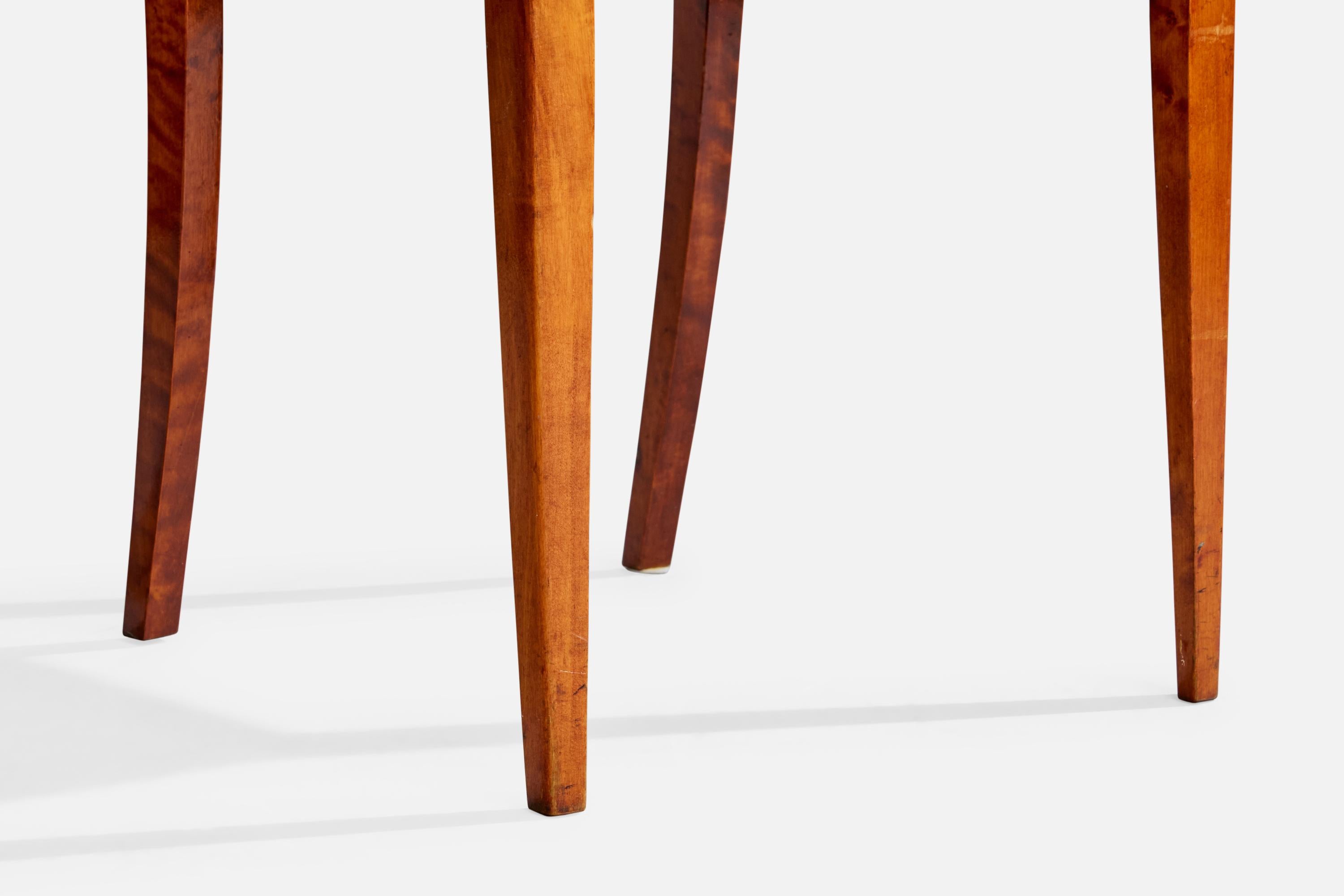 Designer suédois, chaises de salle à manger, bouleau, velours, Suède, années 1930 en vente 5