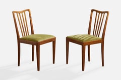 Schwedischer Designer, Stühle für das Esszimmer, Birke, Samt, Schweden, 1930er Jahre