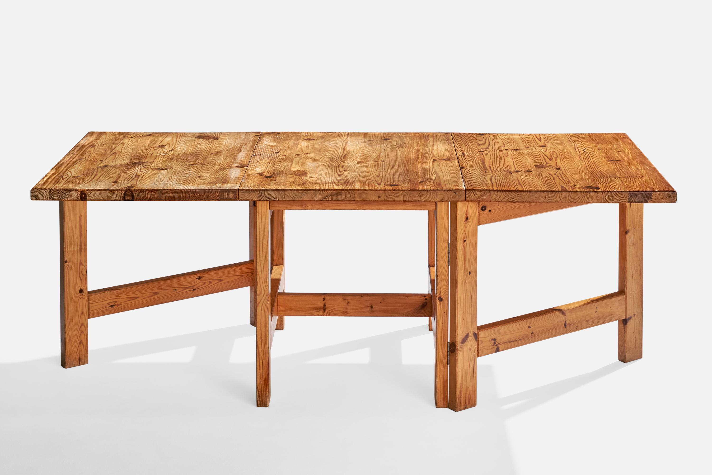 Diseñador sueco, Mesa de hojas abatibles, Pino, Suecia, años 70 Sueco en venta