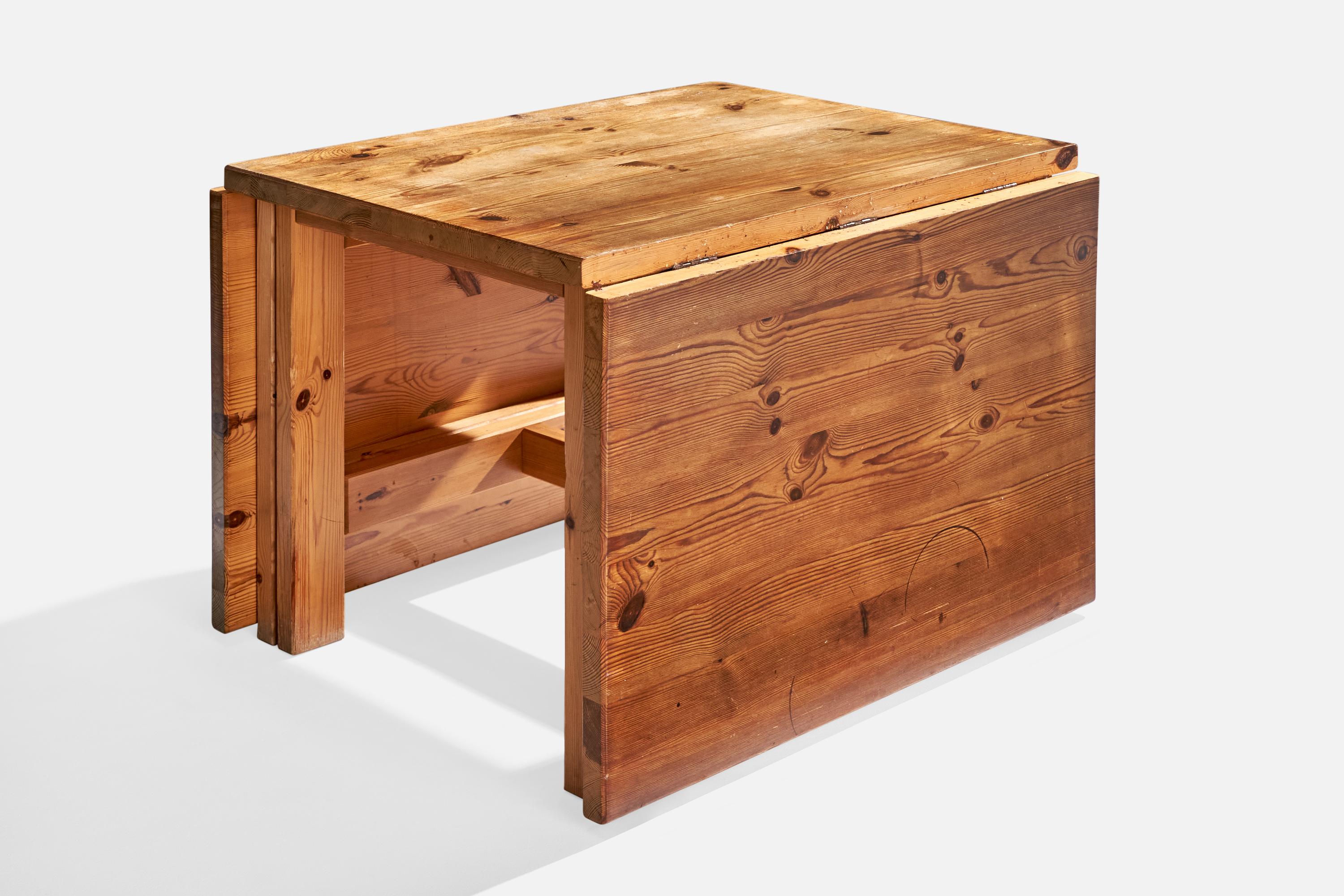 Diseñador sueco, Mesa de hojas abatibles, Pino, Suecia, años 70 en venta 1