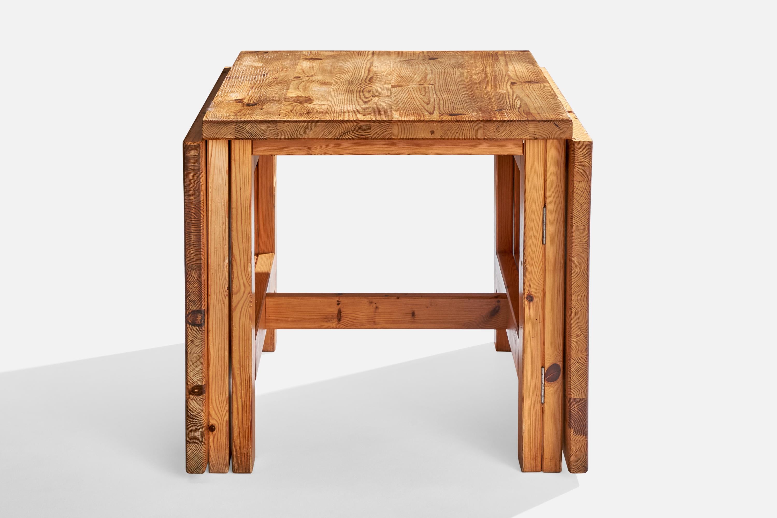 Diseñador sueco, Mesa de hojas abatibles, Pino, Suecia, años 70 en venta 2