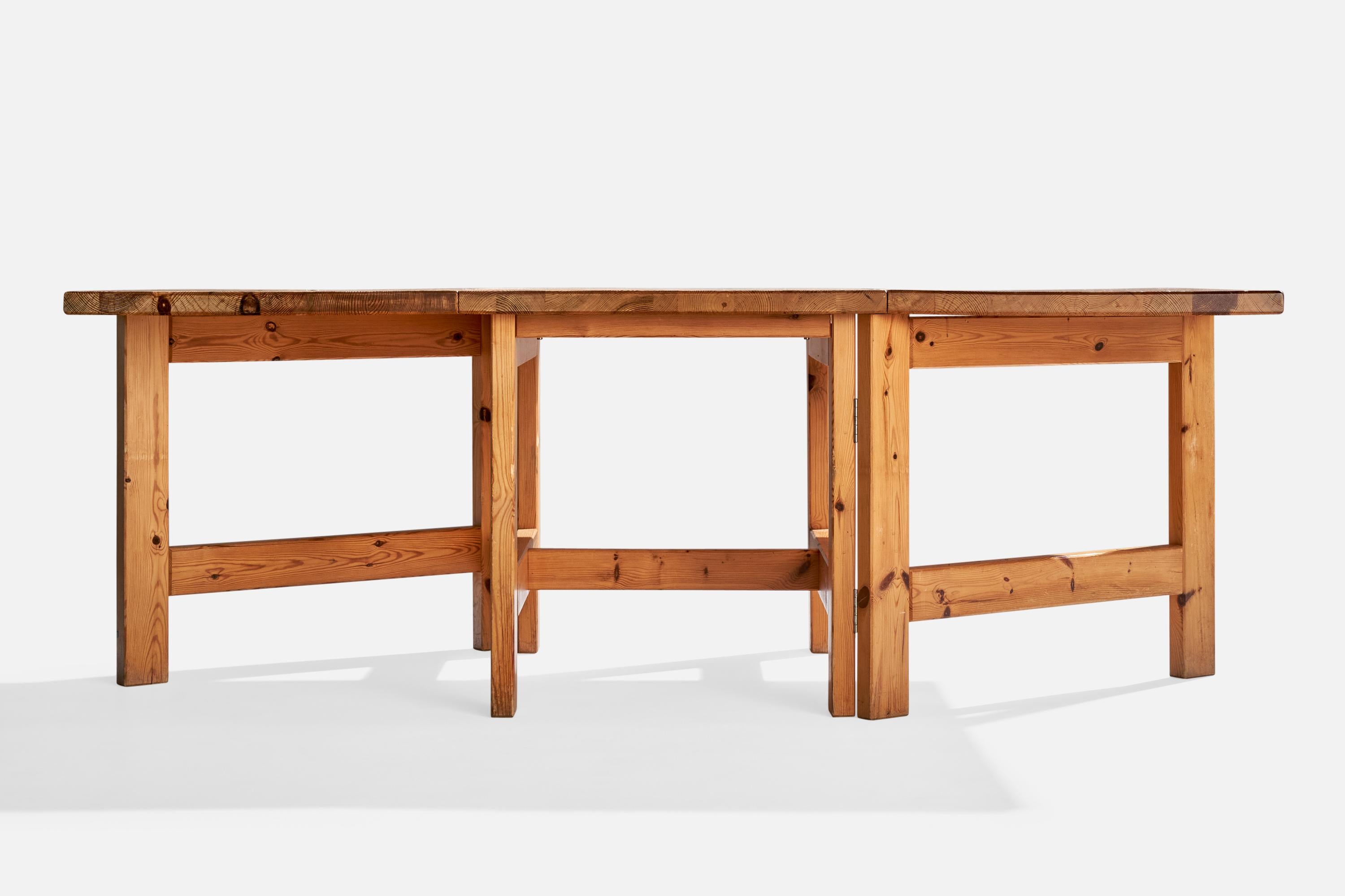 Diseñador sueco, Mesa de hojas abatibles, Pino, Suecia, años 70 en venta 3