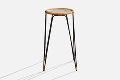 Swedish Designer, End Table, Iron, Bamboo, Rattan, Glass, Sweden, 1950s