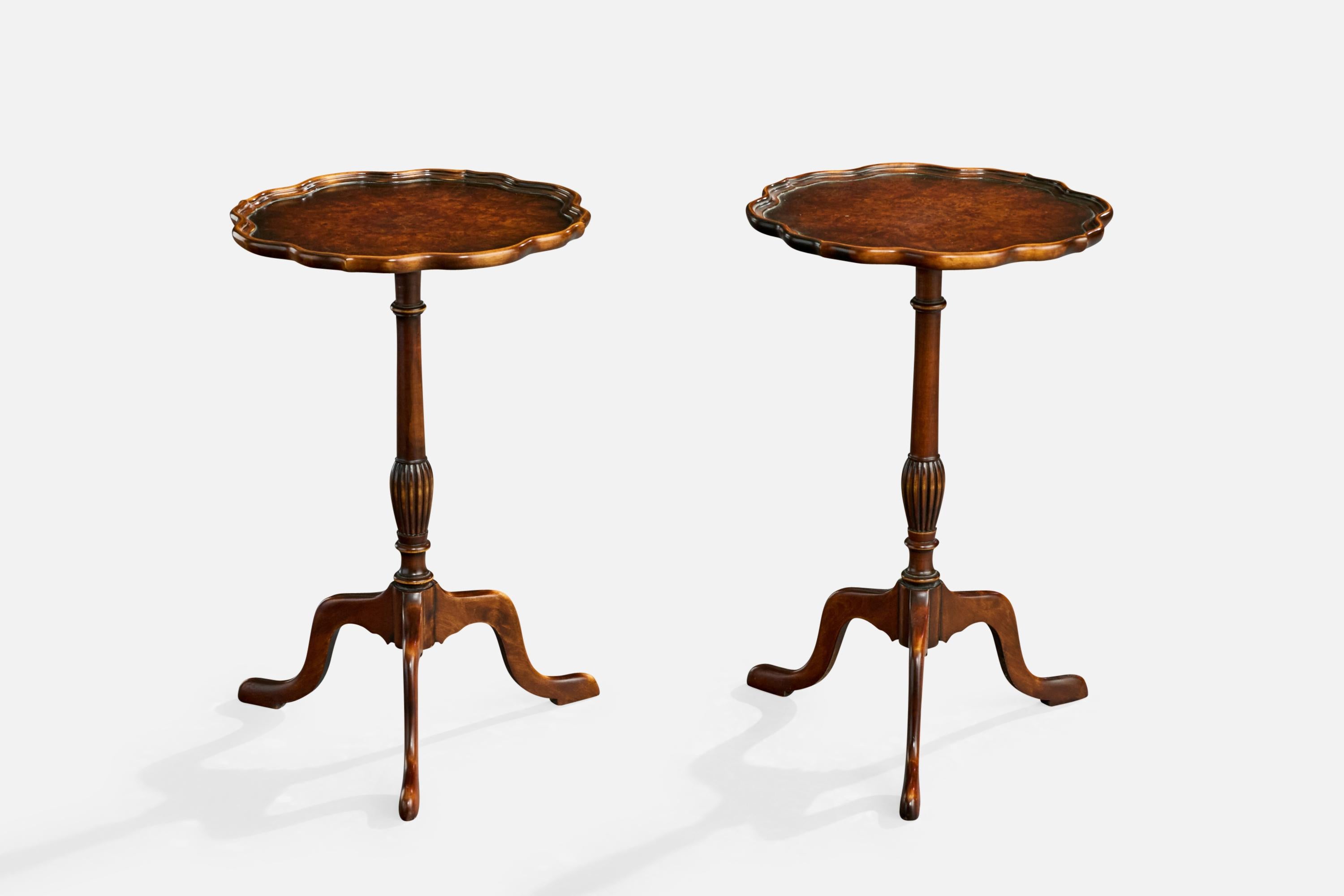 Scandinavian Modern Swedish Designer, End Tables, Birch, Burl, Sweden, 1930s For Sale