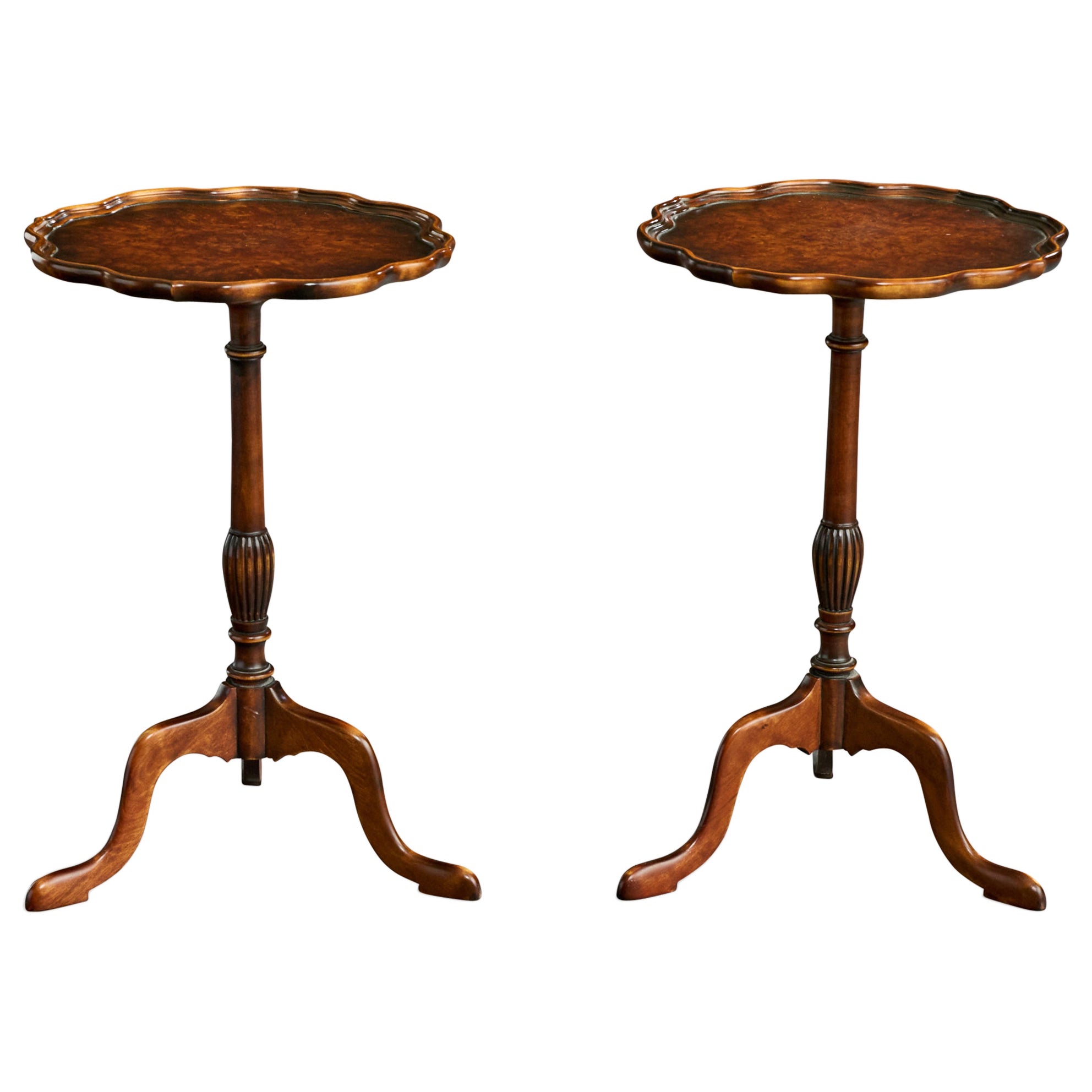 Swedish Designer, End Tables, Birch, Burl, Sweden, 1930s