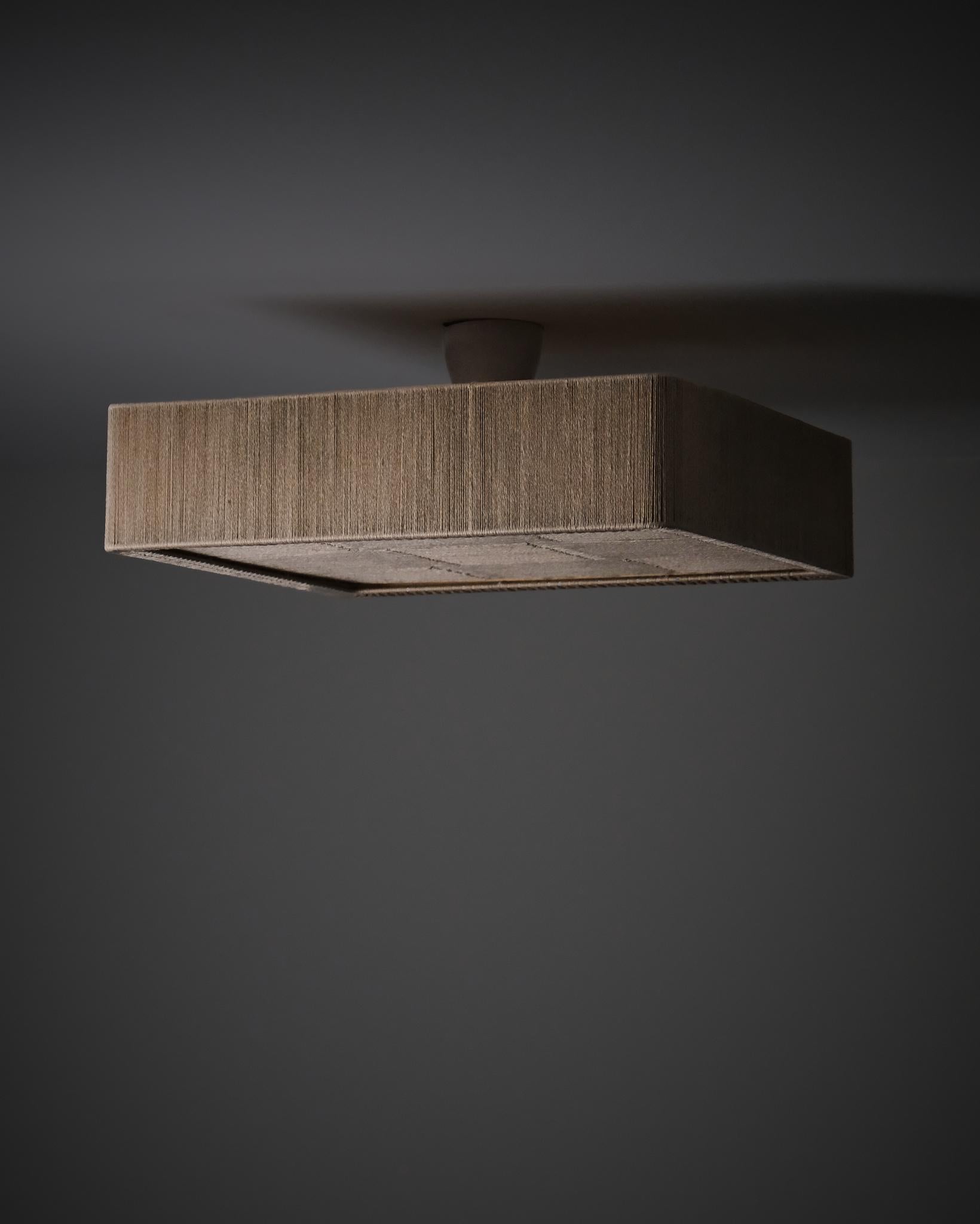 Metal Swedish designer fabric ceiling lamp, 1960s For Sale