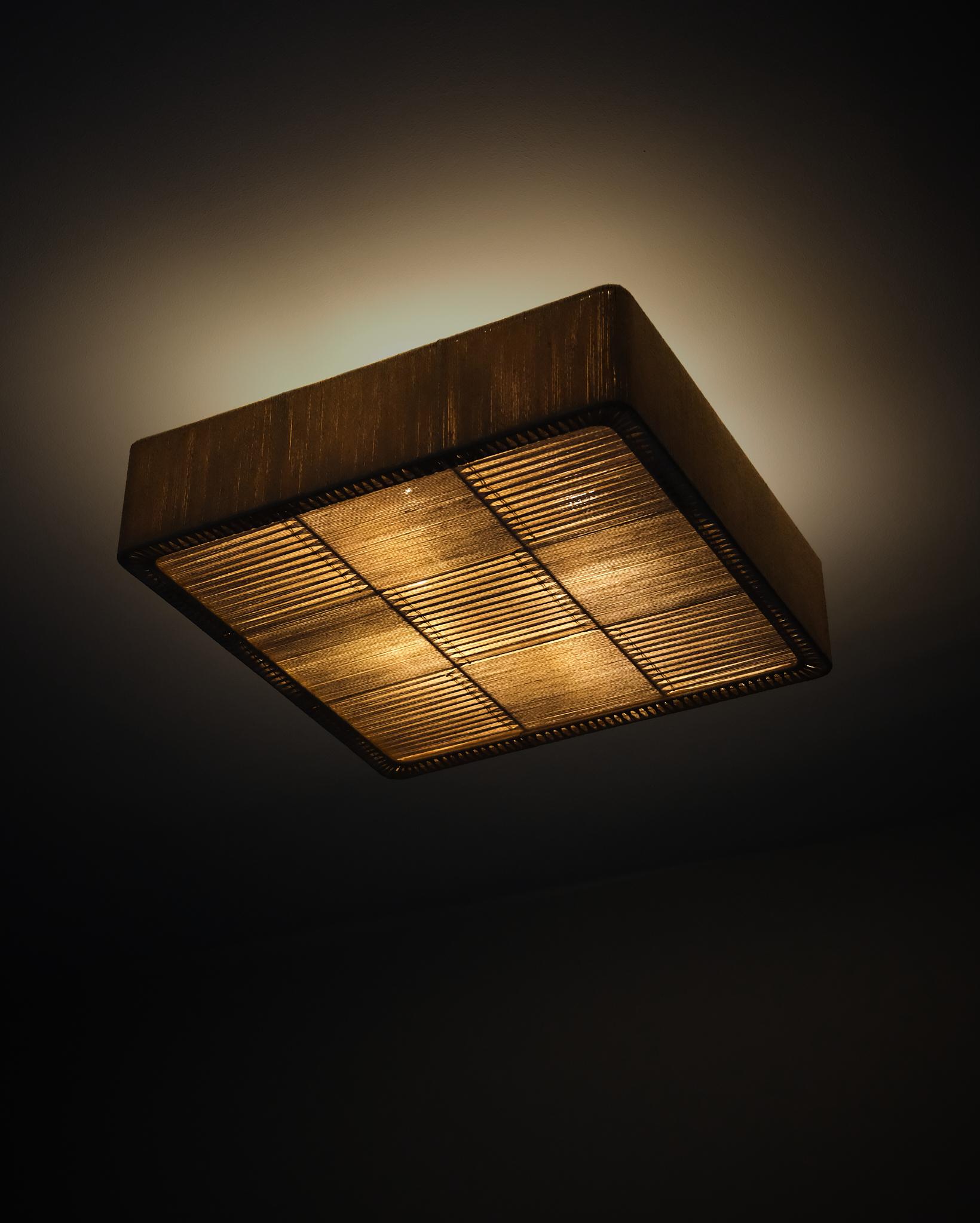 Swedish designer fabric ceiling lamp, 1960s For Sale 2