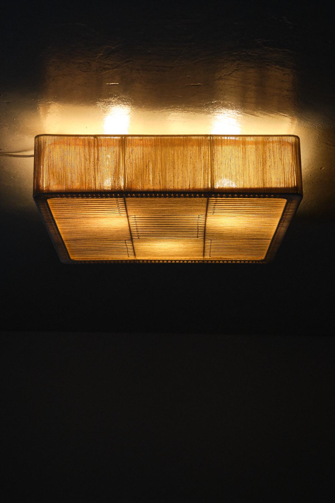 Swedish designer fabric flush mount, 1960s For Sale 1