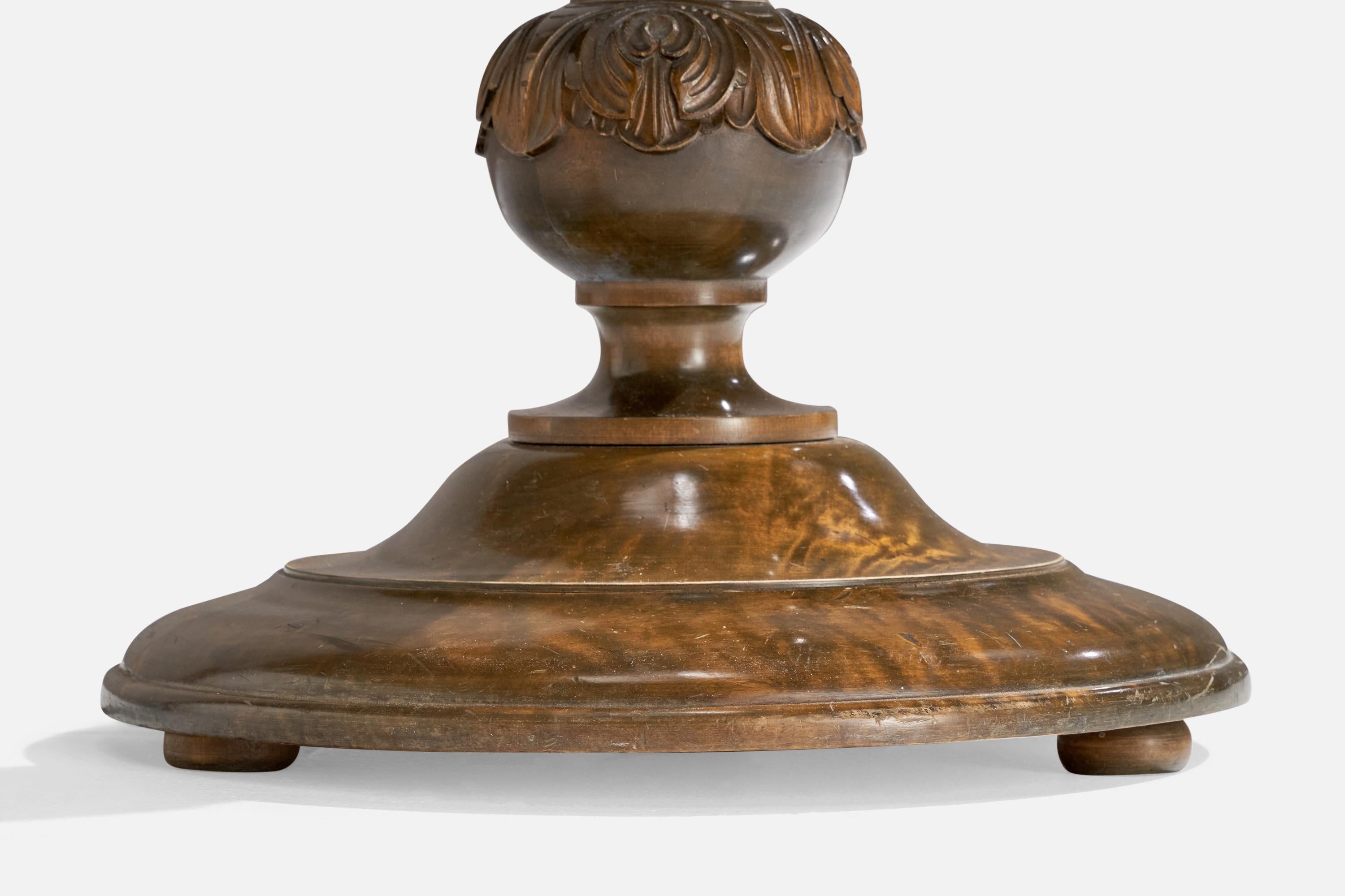 Suédois Designer suédois, lampadaire, bouleau, laiton, tissu, Suède, années 1920 en vente