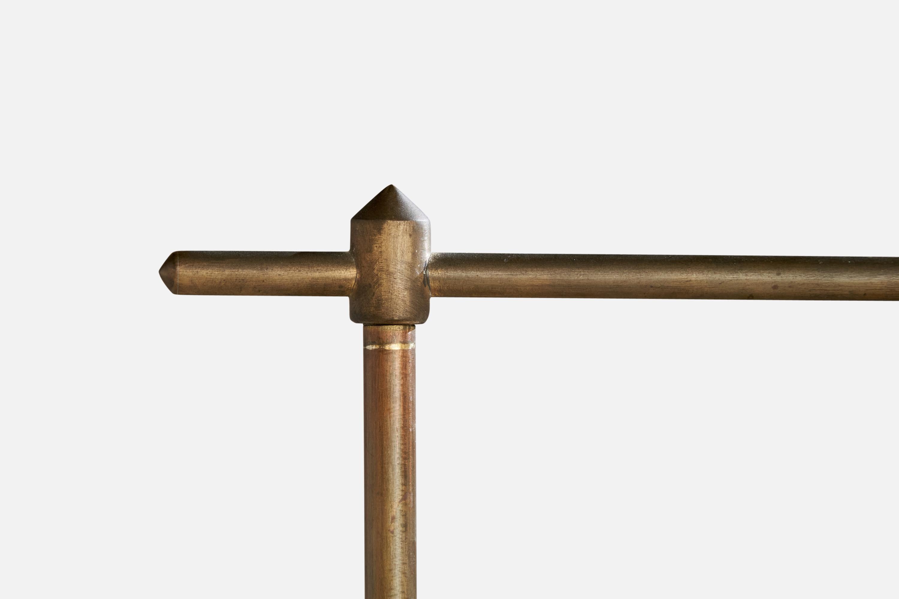 Designer suédois, lampadaire, bouleau, laiton, tissu, Suède, années 1930 en vente 1