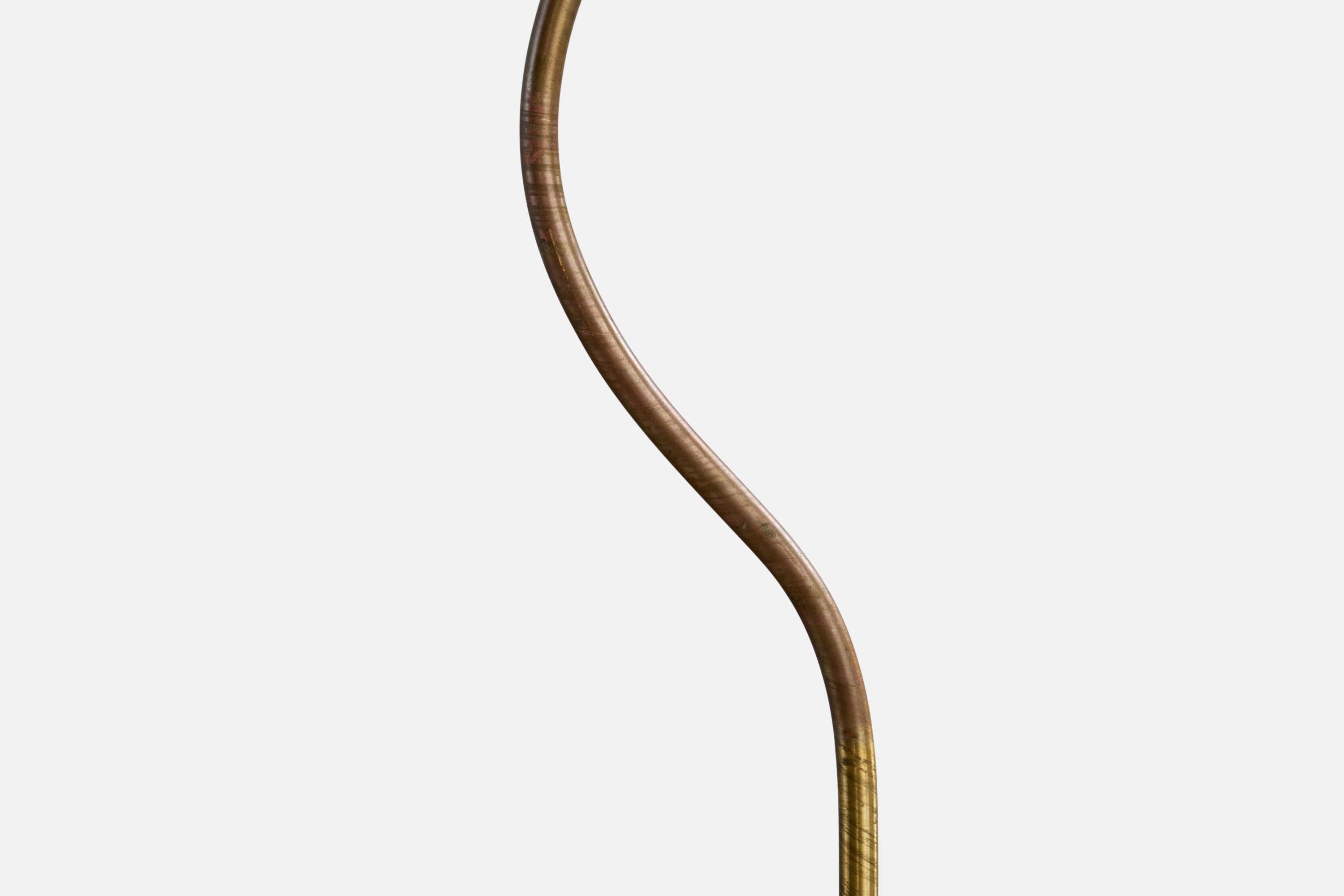 Swedish Designer, Floor Lamp, Birch, Brass, Fabric, Sweden, 1940s For Sale 3