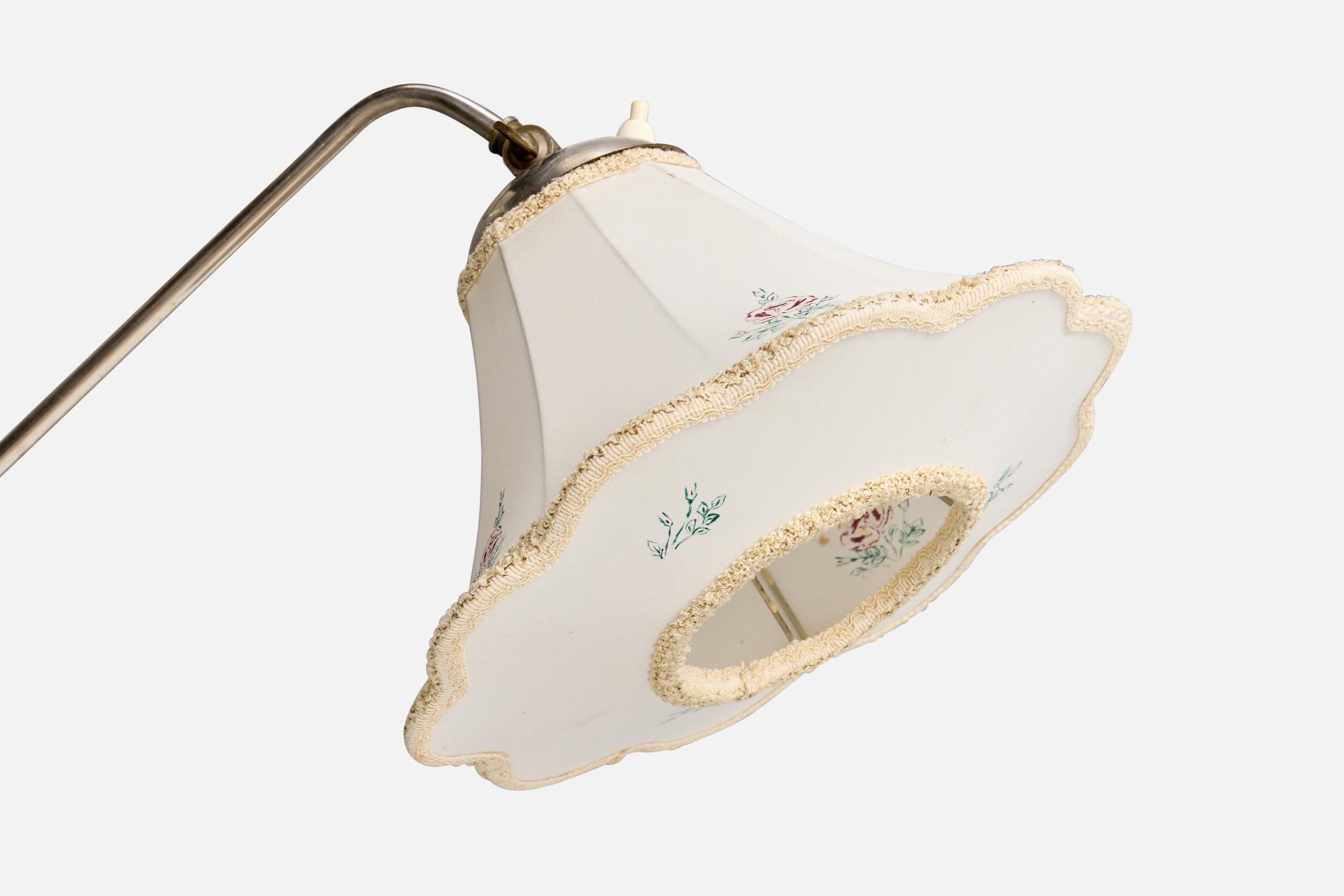 Swedish Designer, Floor Lamp, Birch, Chrome, Fabric, Sweden, 1930s In Good Condition For Sale In High Point, NC