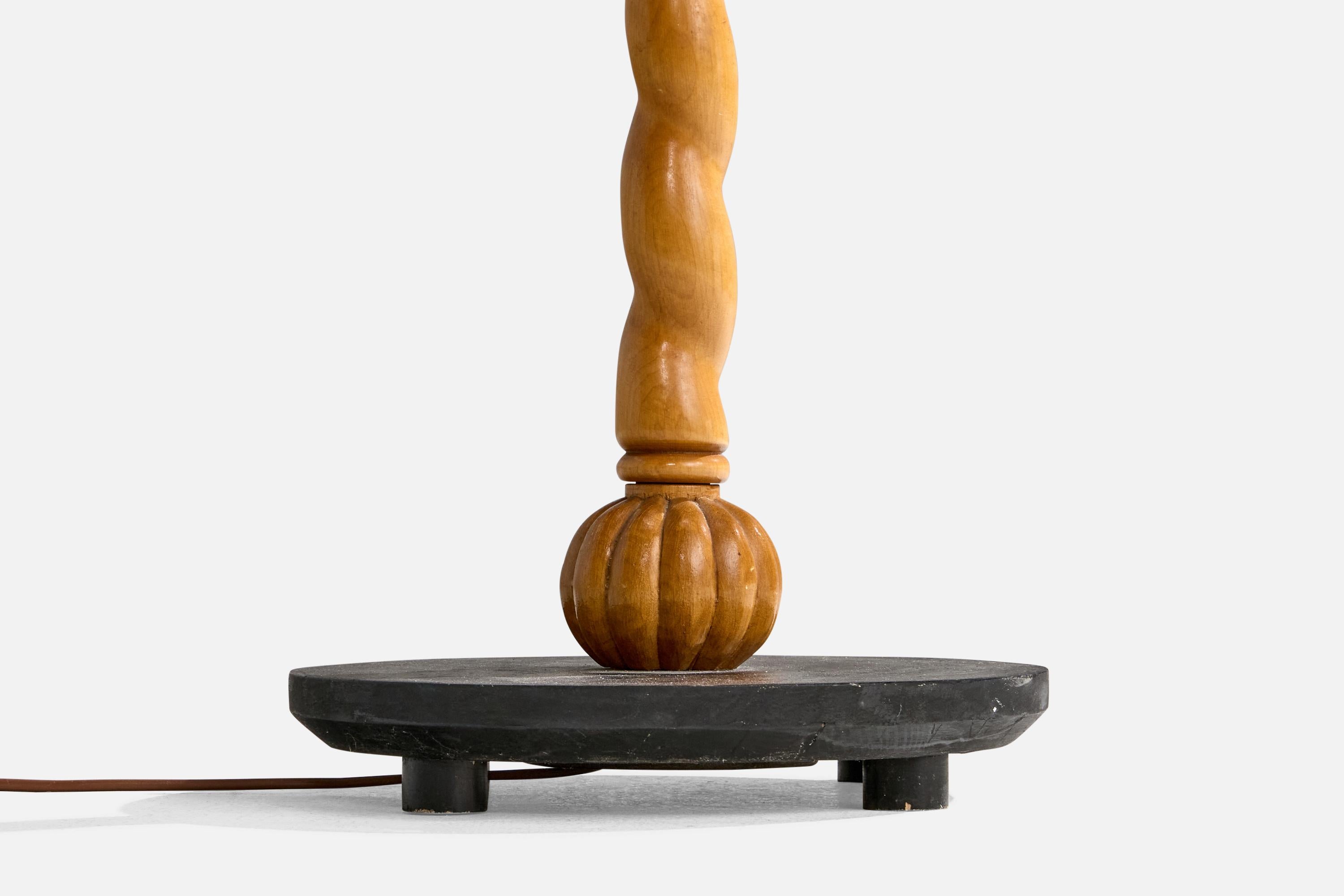Swedish Designer, Floor Lamp, Birch, Chrome, Fabric, Sweden, 1930s For Sale 4